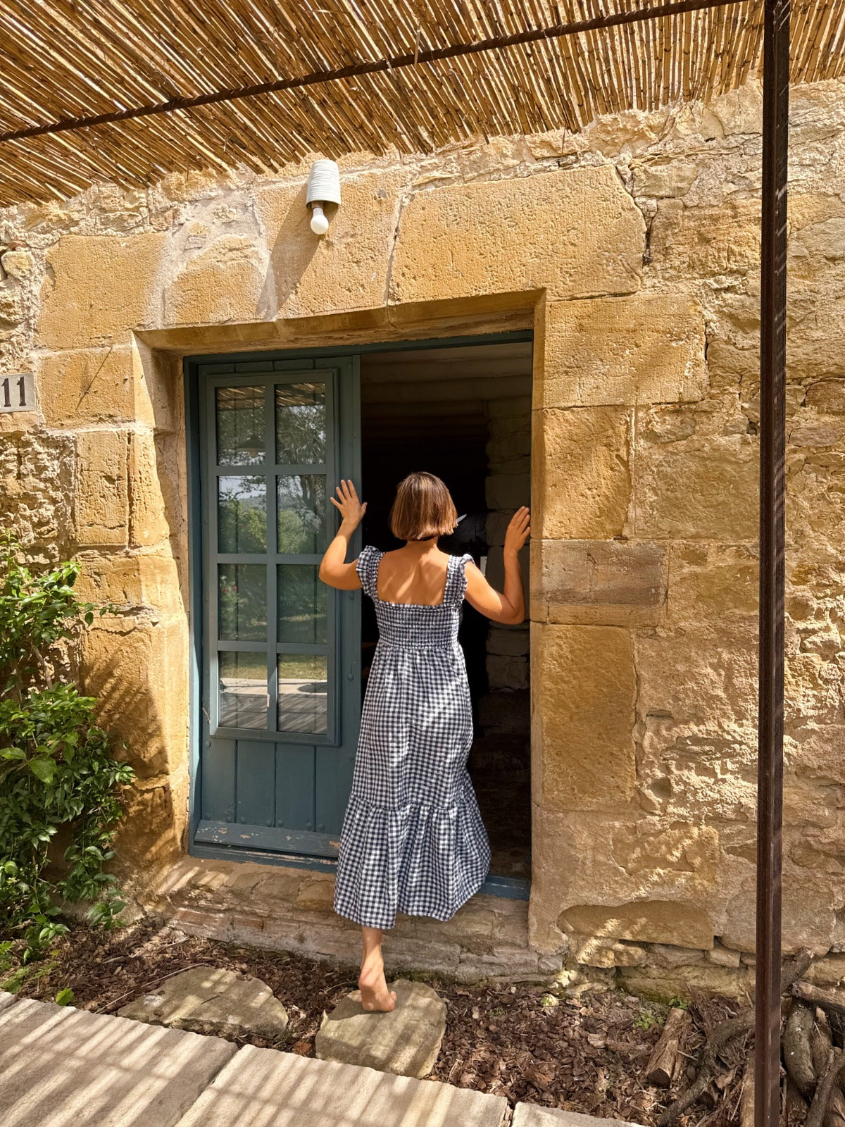 Abito Vichy blu navy Amaia