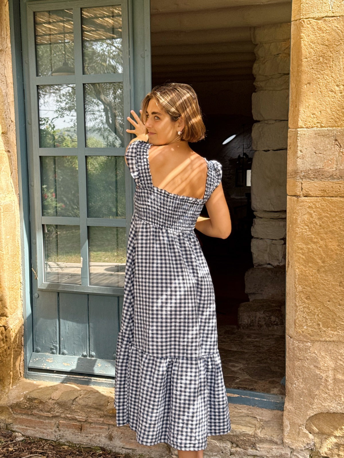 Abito Vichy blu navy Amaia