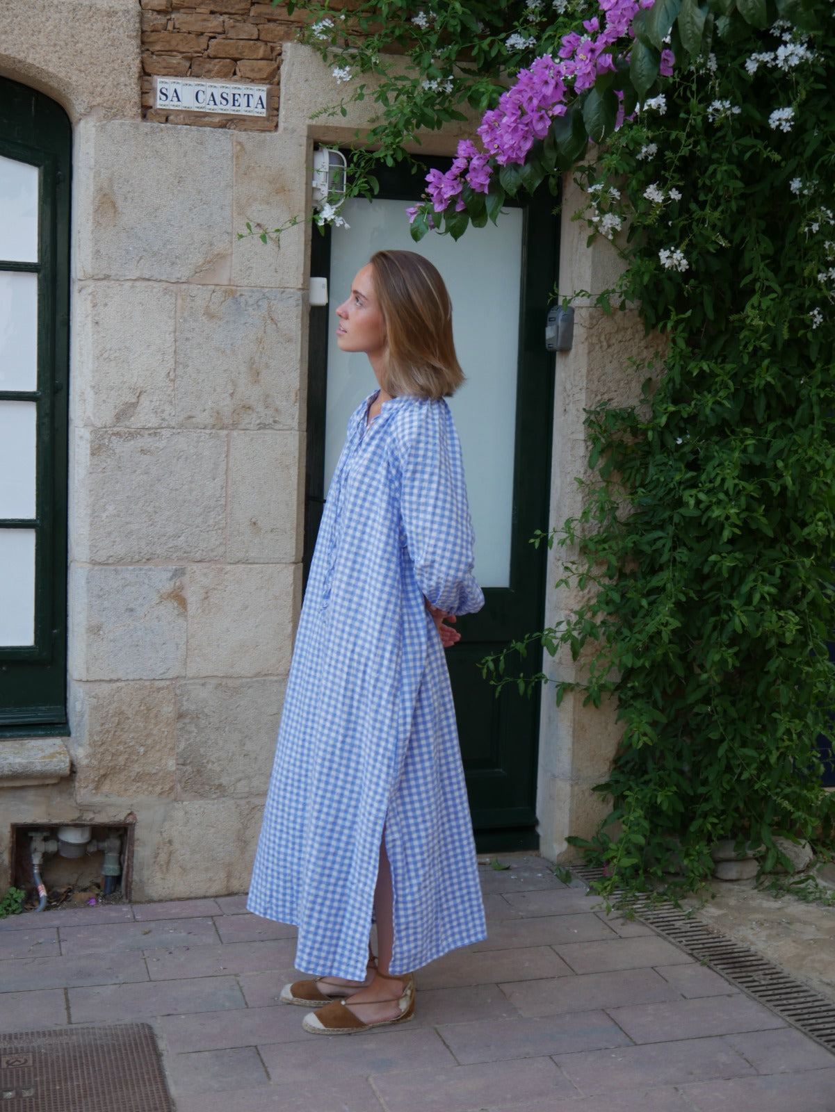 Abito Matilde Vichy azzurro chiaro