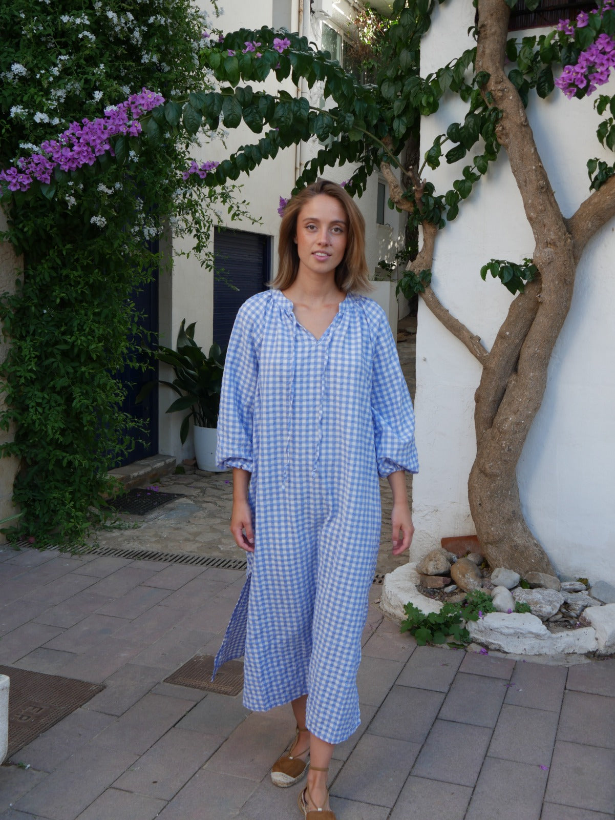 Abito Matilde Vichy azzurro chiaro