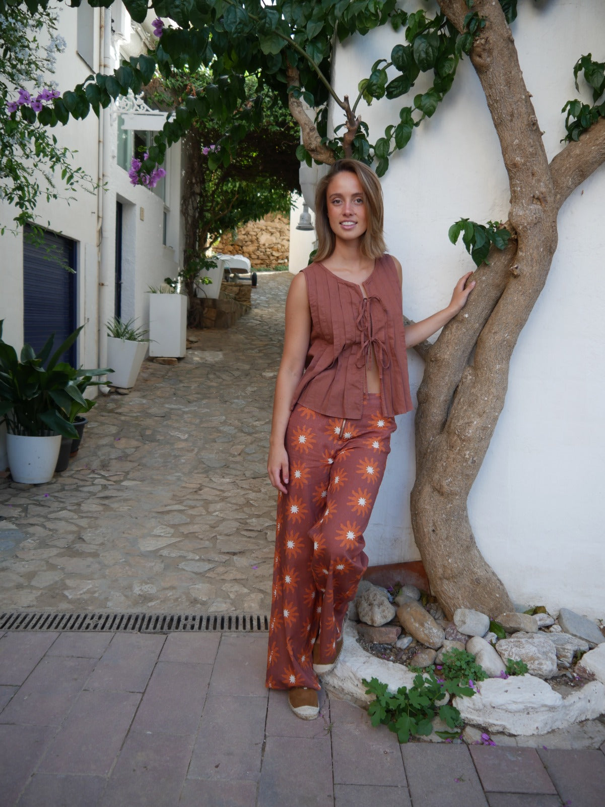 Top in lino marrone Gigi