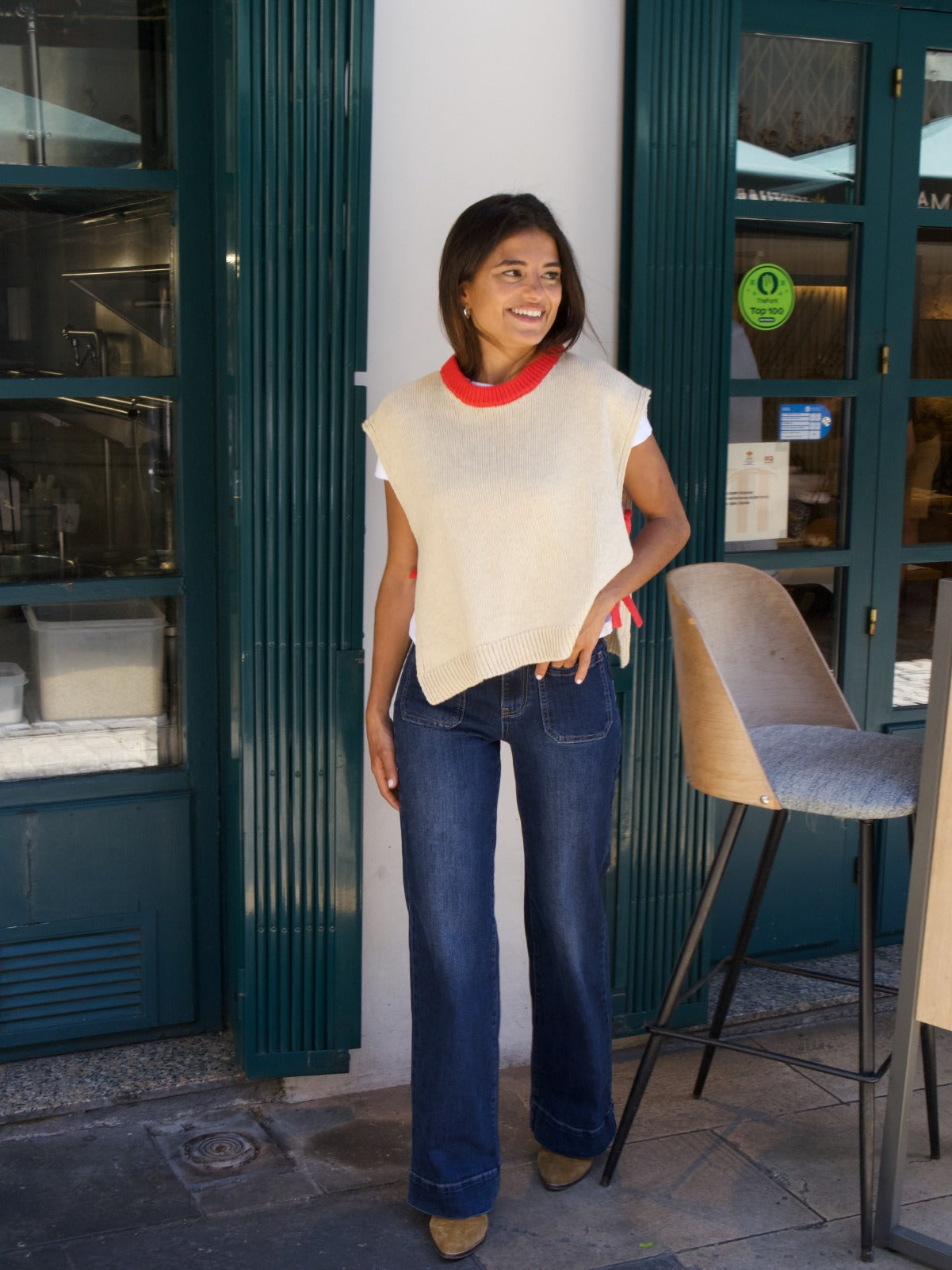 Gilet Julieta Beige e Rosso