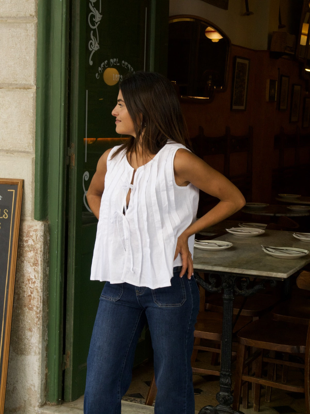 Top in lino bianco Gigi