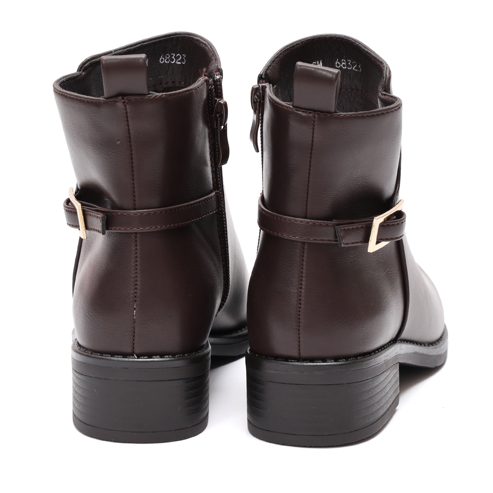 Stivaletti in simil pelle con fibbia dorata Marrone