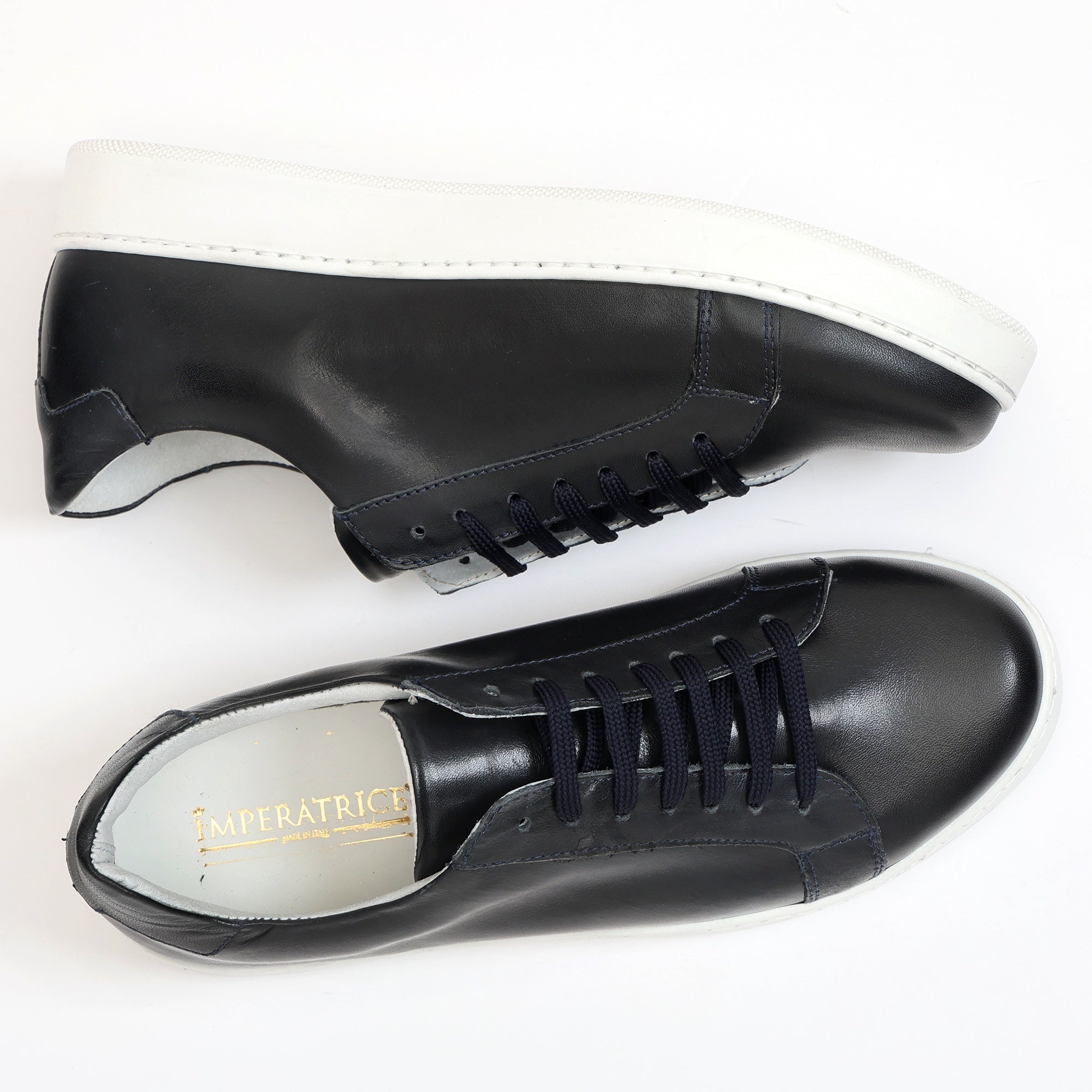 Sneakers stringate in pelle di vitello Blu