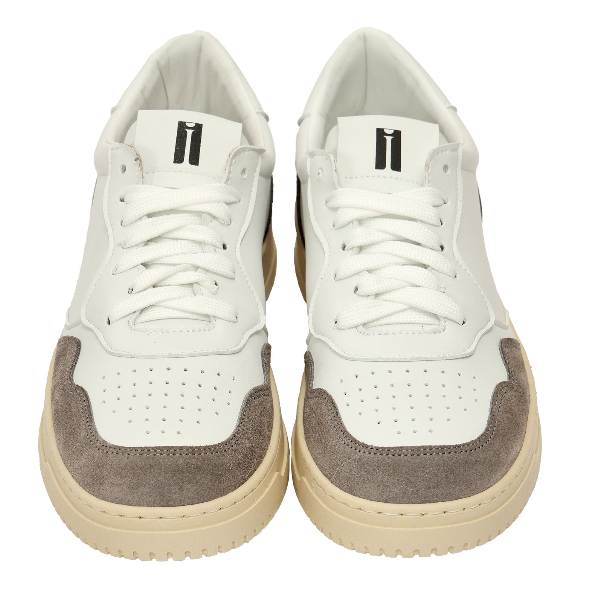 Sneakers in pelle con inserti in camoscio Grigio