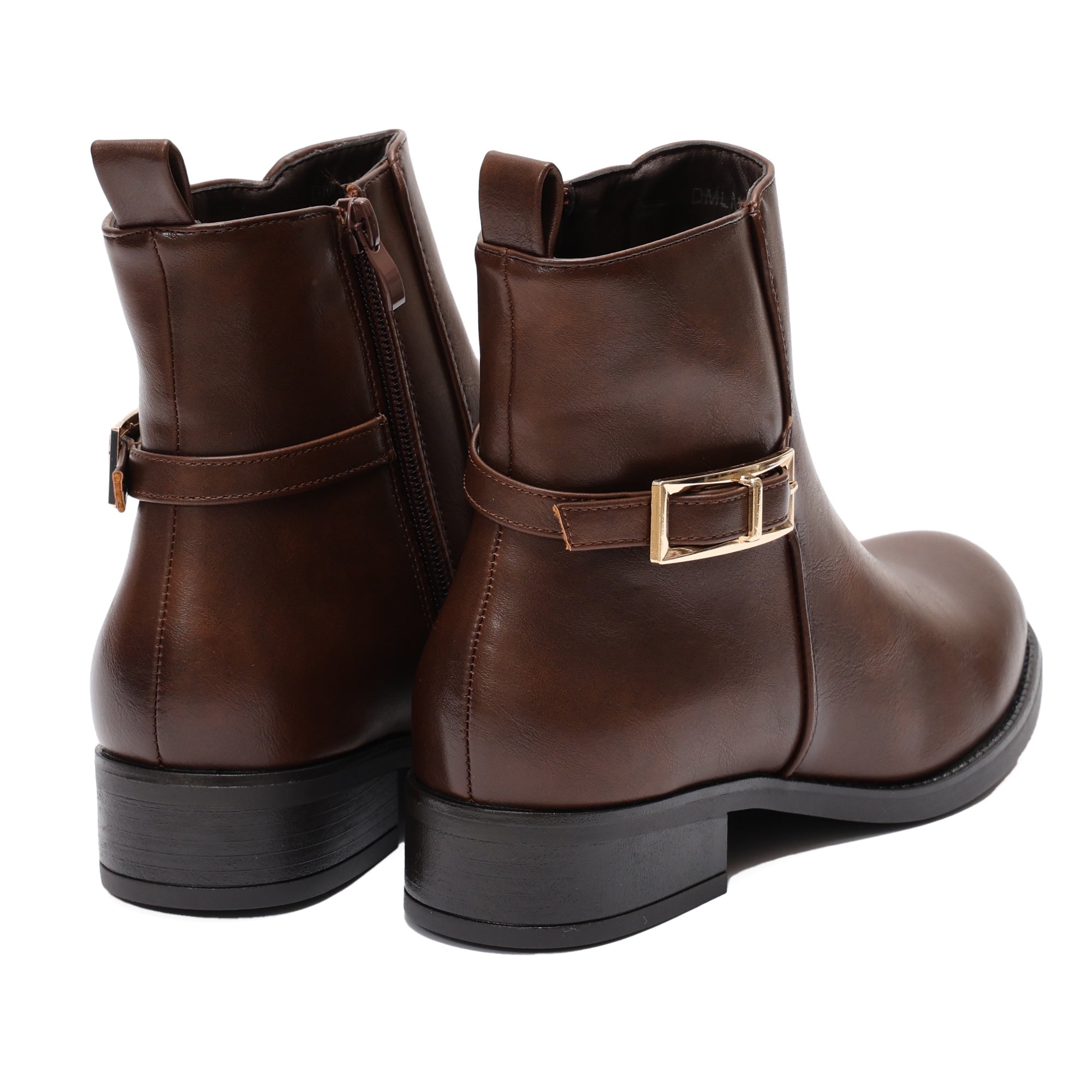 Stivaletti in simil pelle con fibbia dorata Marrone