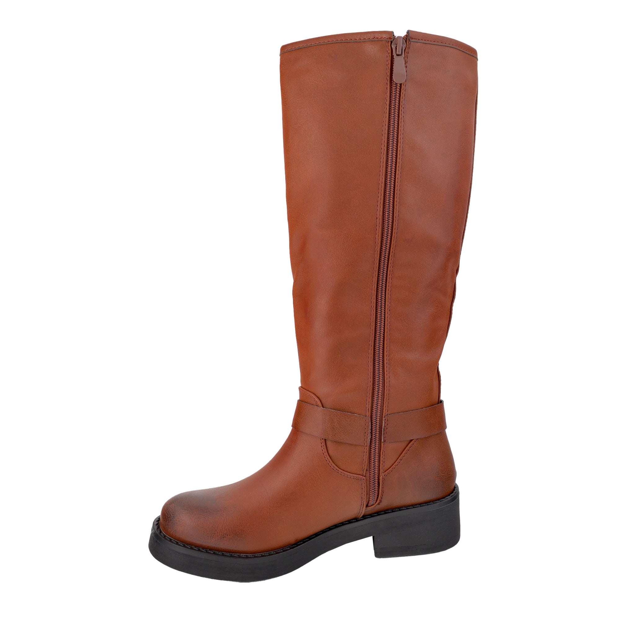 Stivali in simil pelle con fibbiette Cammello