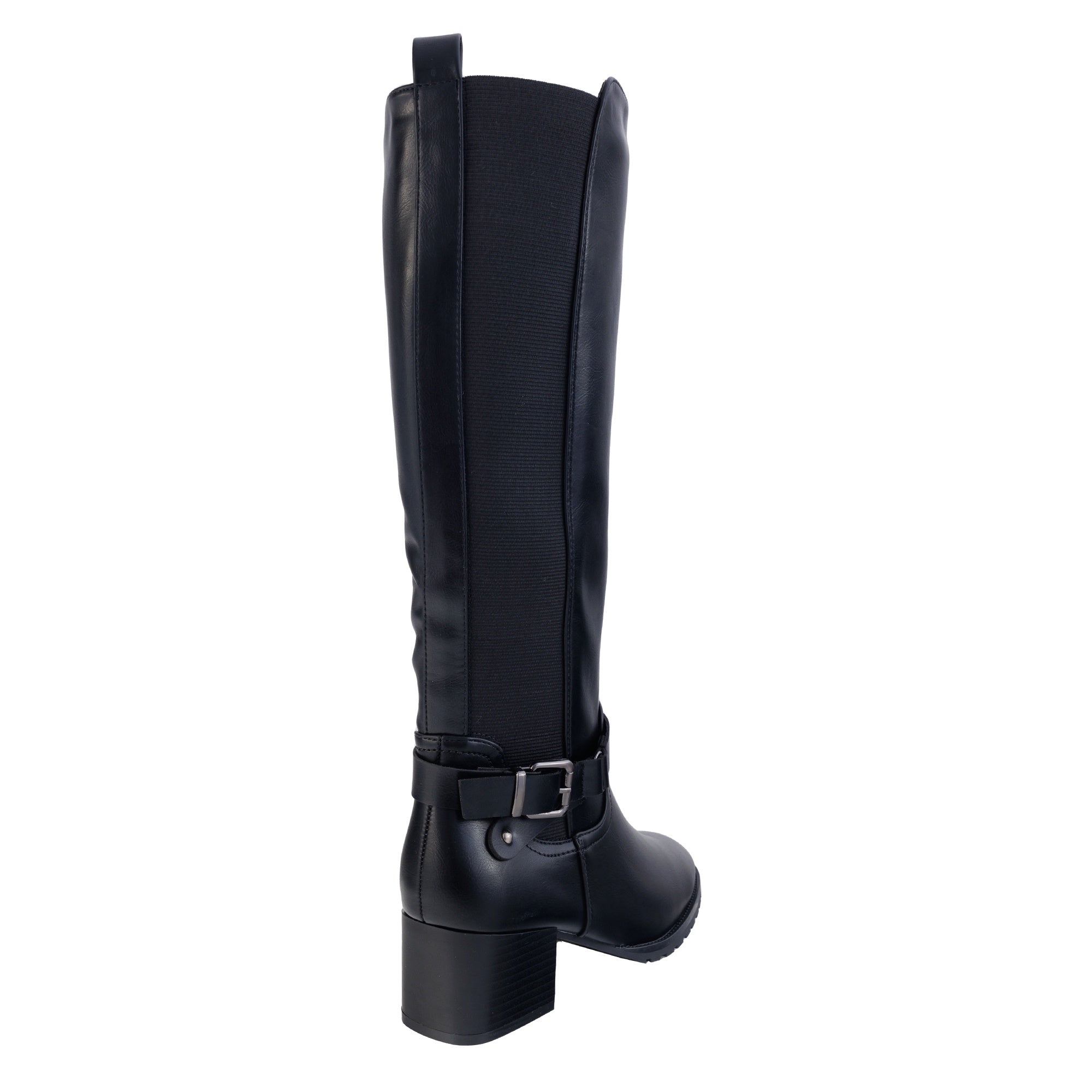 Stivali in simil pelle con tacco comodo e fascia elastica laterale Nero