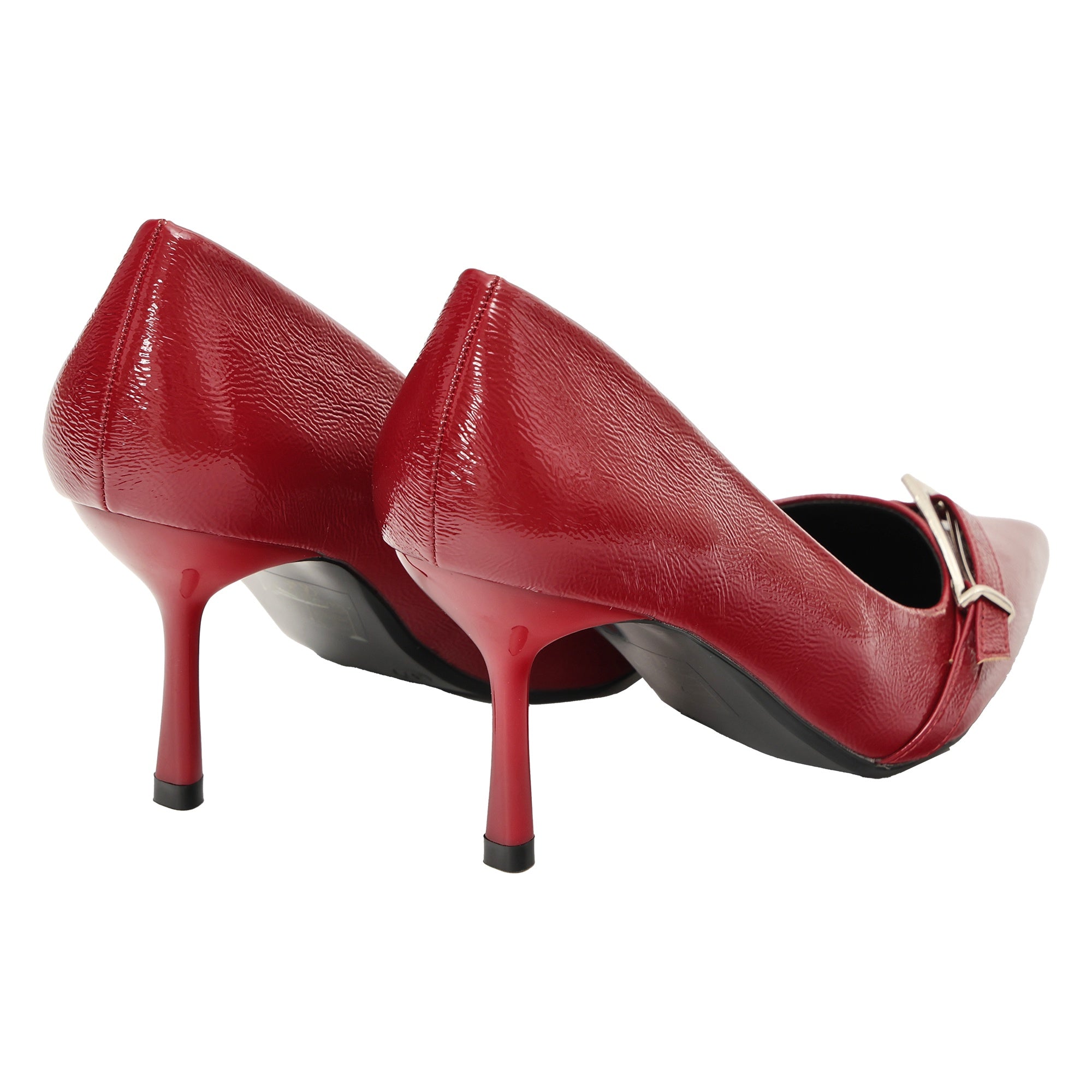 Decolletè in simil pelle verniciata con cinturino Bordaeux