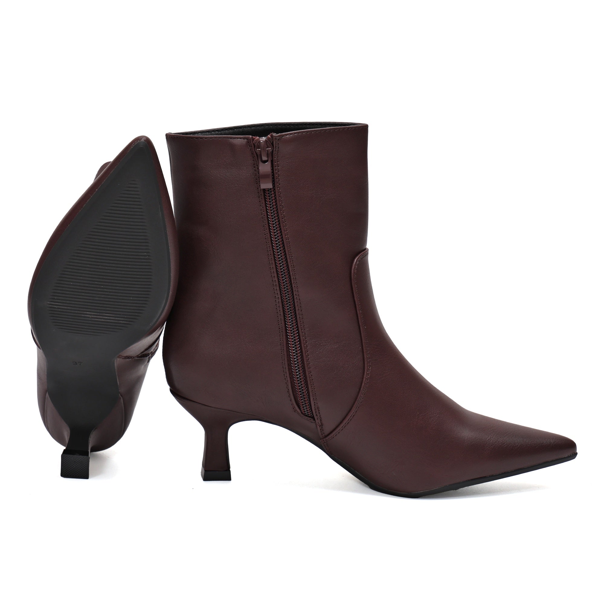 Stivaletto in simil pelle con tacco Bordeaux