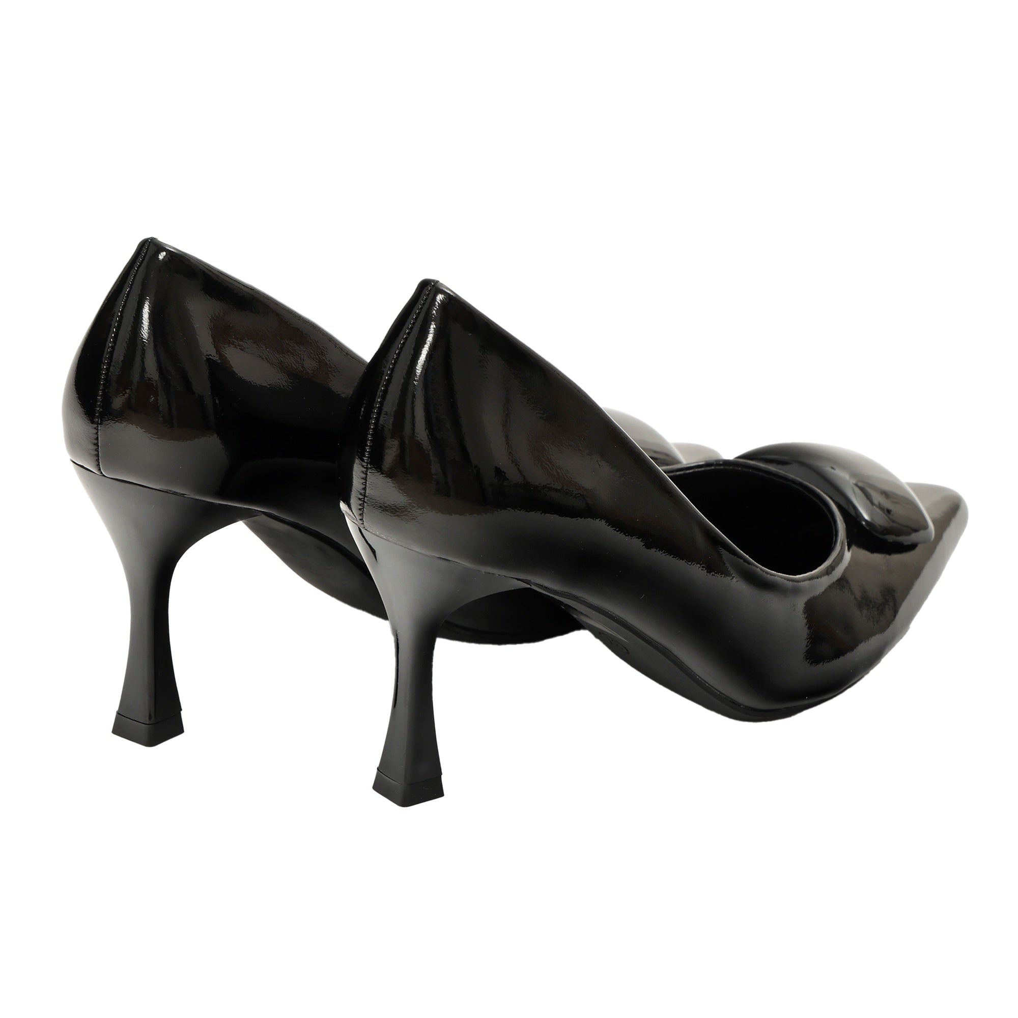 Decolletè in simil pelle verniciata con applicazione Nero