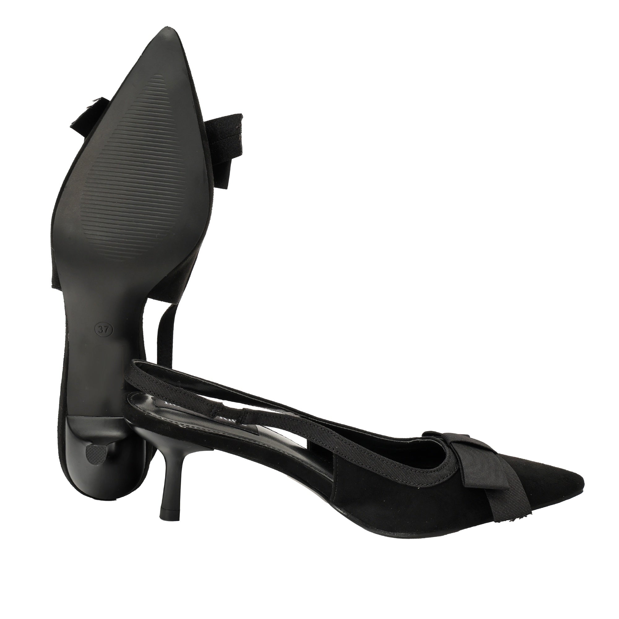 Decolletè in simil-pelle scamosciata con fiocco gross-grain Nero