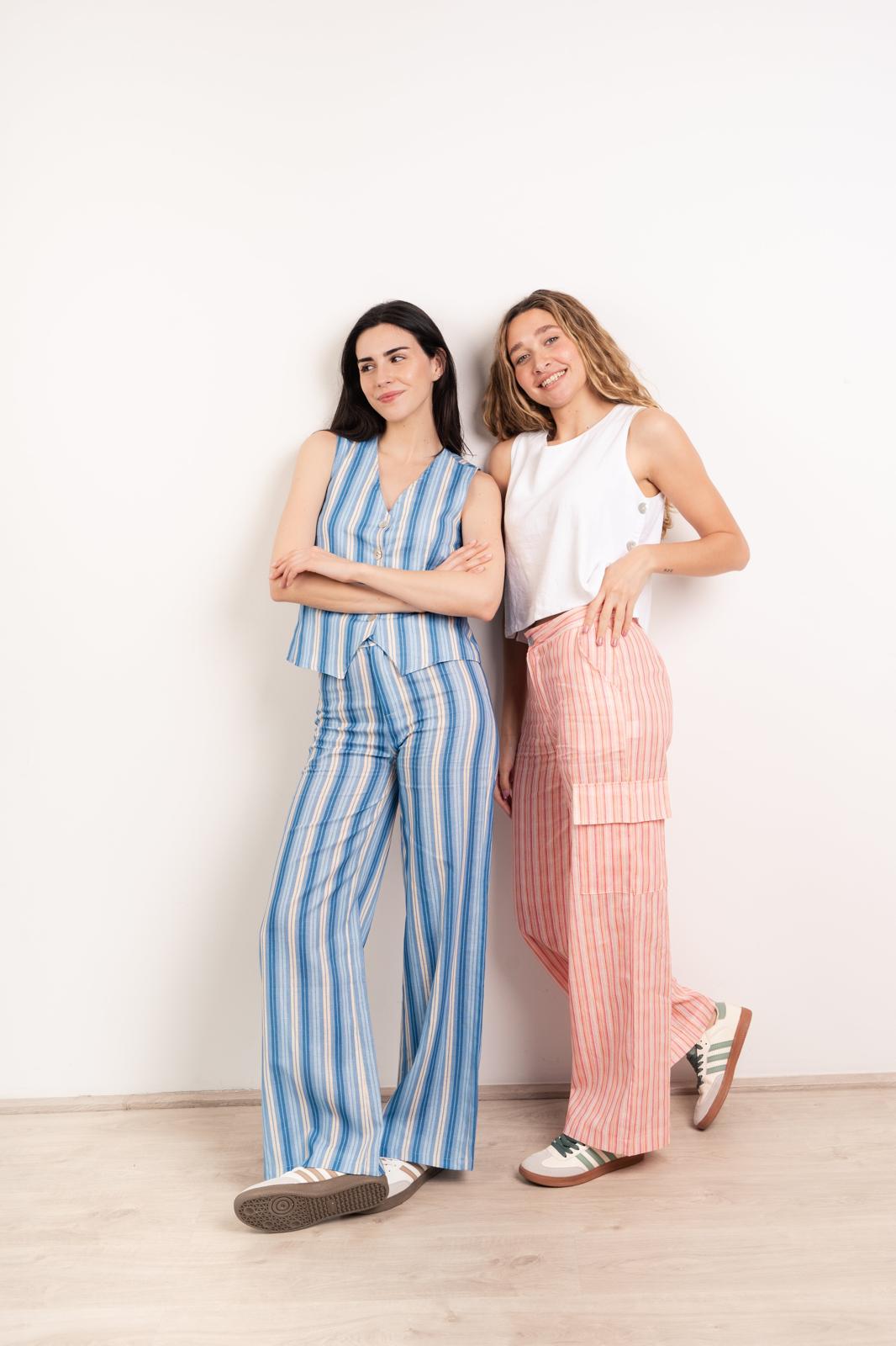Pantaloni di lino blu Ana