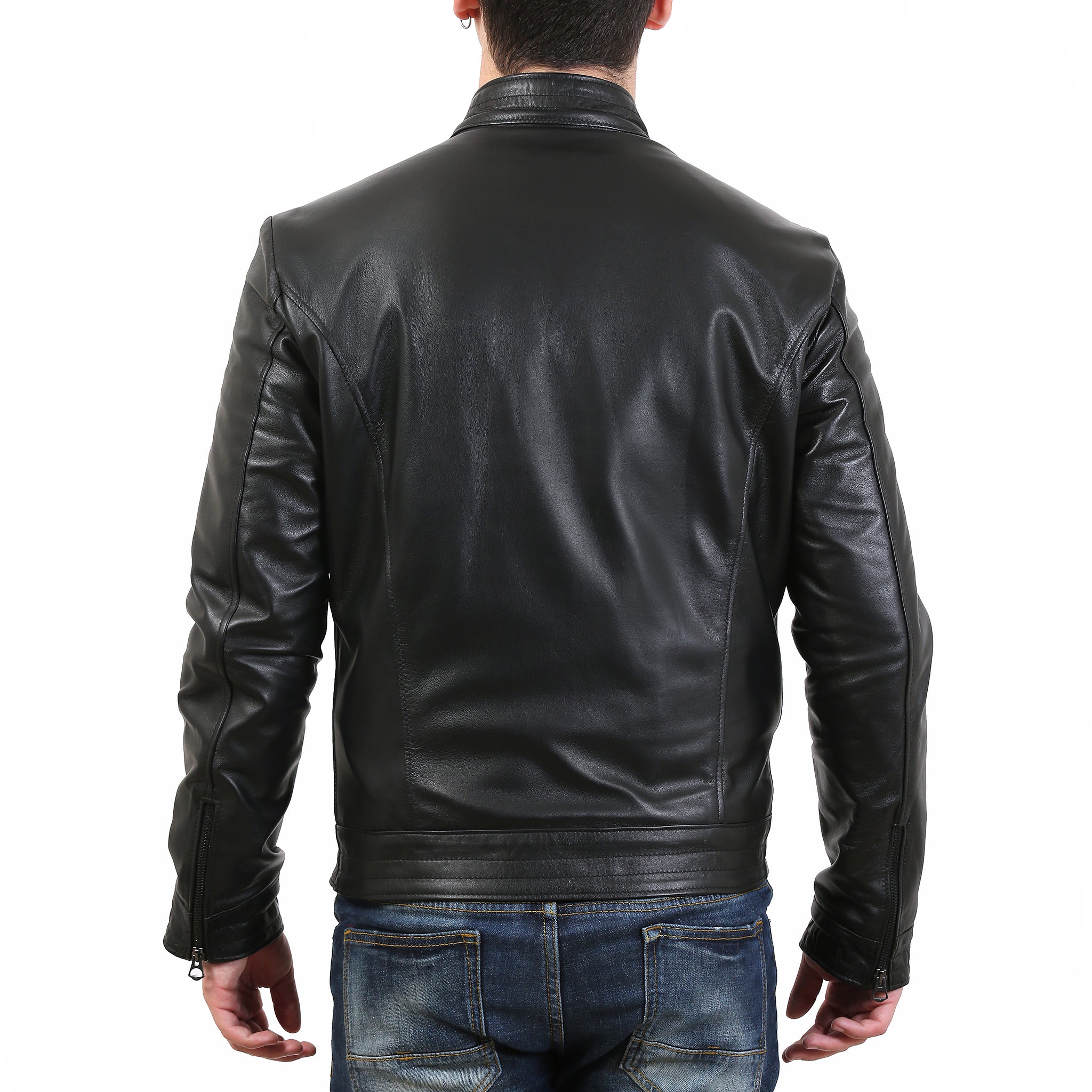 Giubbino in pelle di vitello nappa Nero