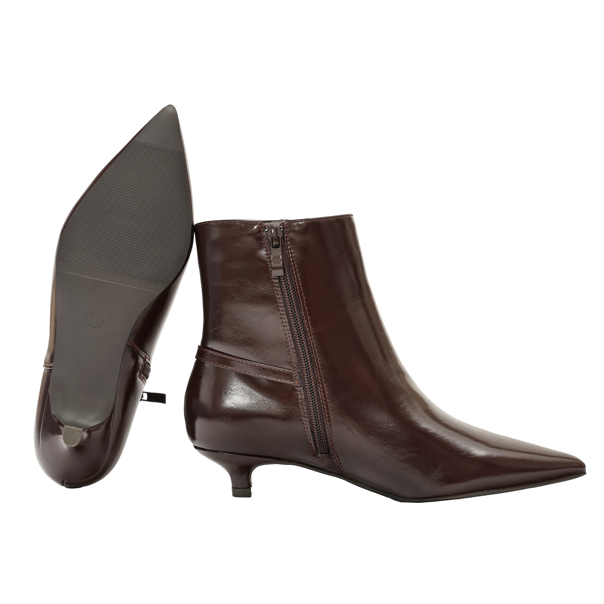 Tronchetto in simil pelle con tacco basso Marrone