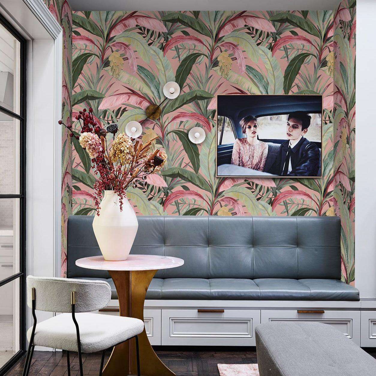 Carta da Parati Bosco Tropicale Rosa - 8 fogli - 5,60 mq