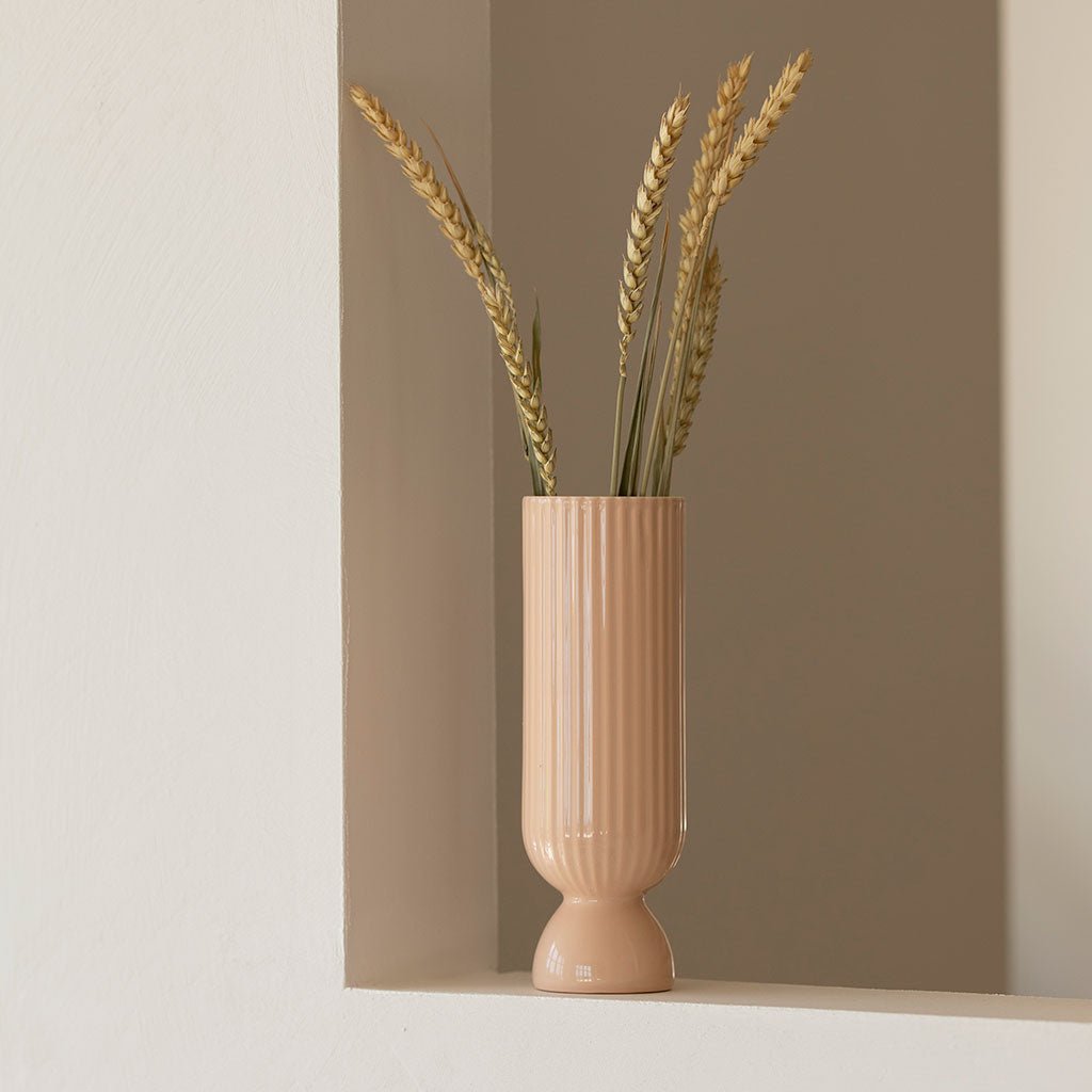 Bougeoir en céramique Lus M - Poudré - Oustao