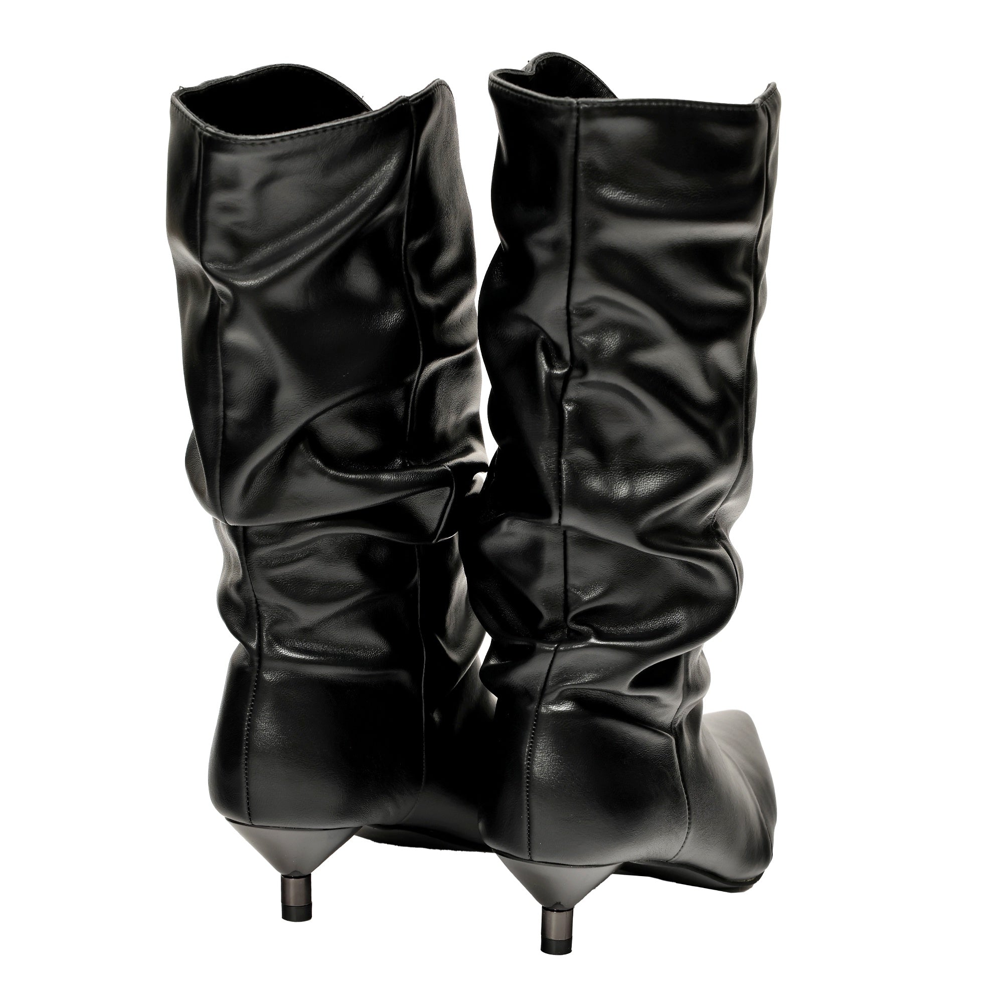 Stivaletto in simil pelle con tacco basso Nero