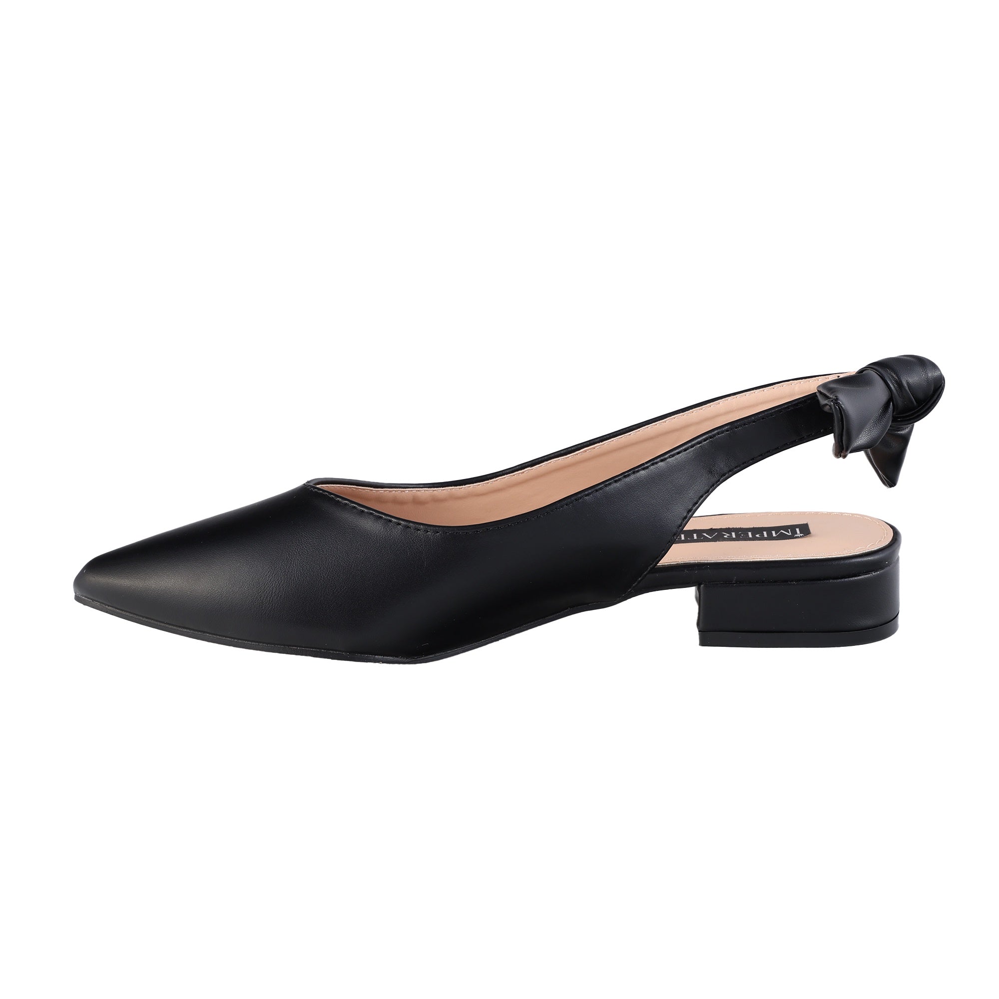 Decolletè bassi in simil pelle con fiocco ed elastico su cinturino  Nero
