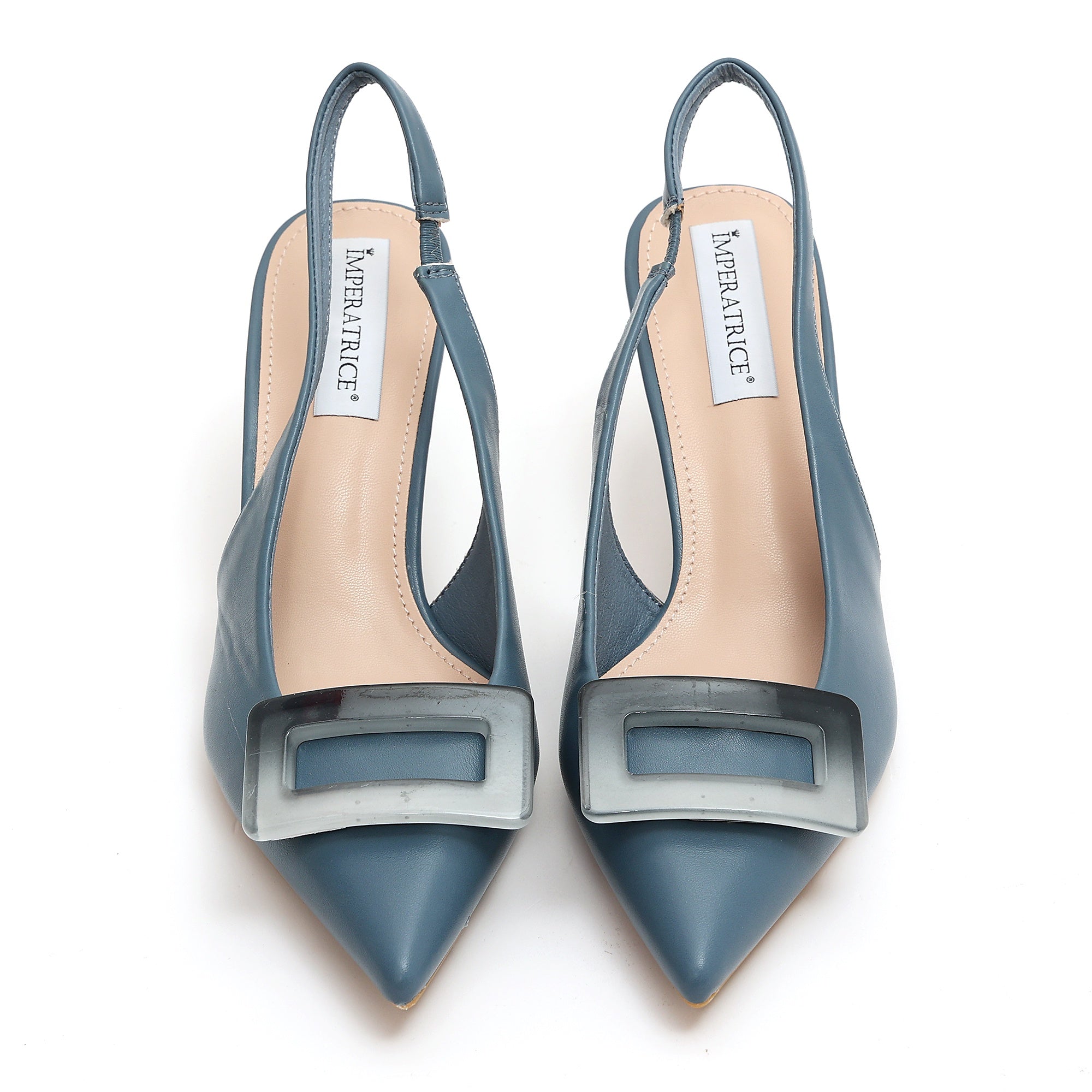 Dècolletè slingback in simil pelle con applicazione sulla punta Blu
