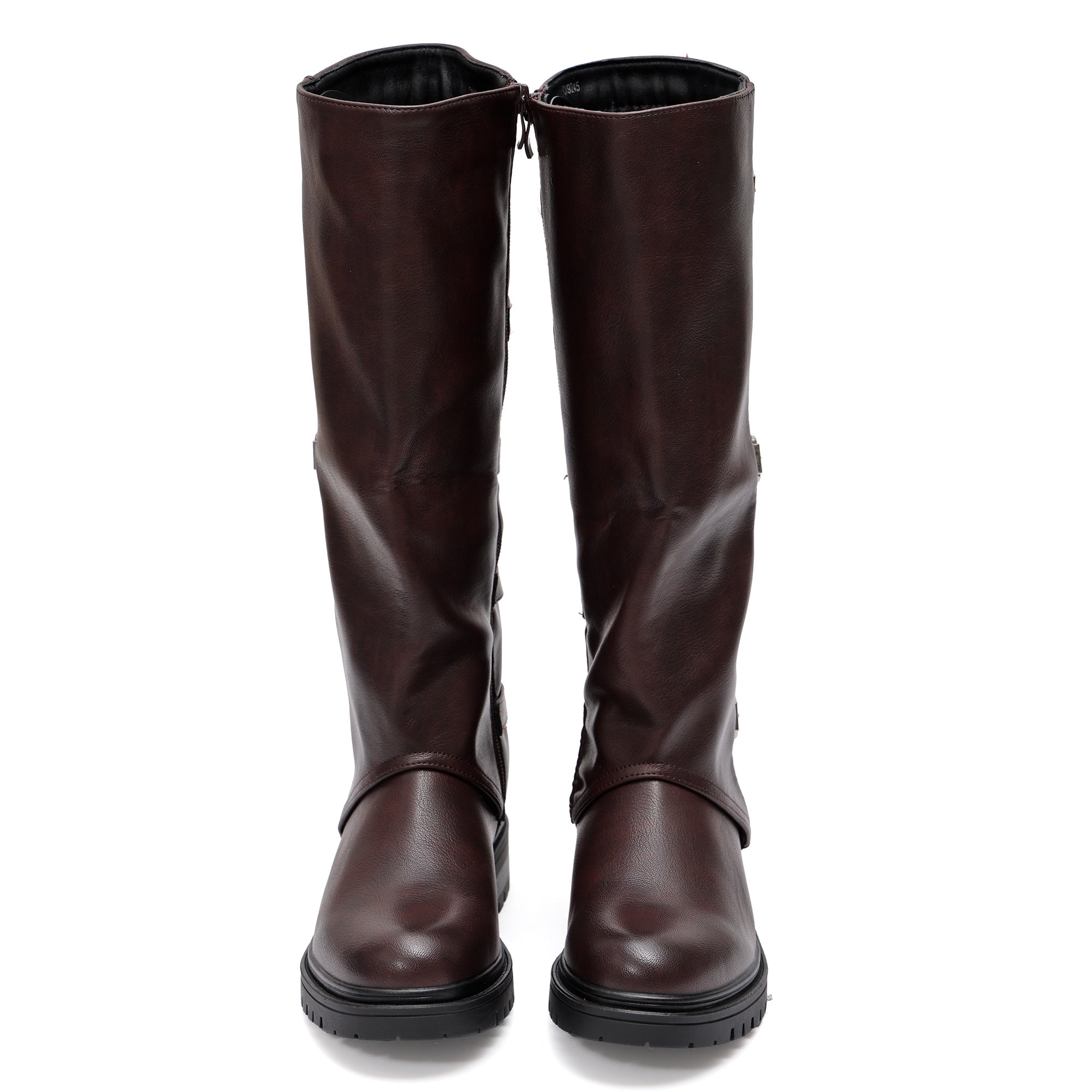 Stivale in simil pelle con cinturini Bordeaux