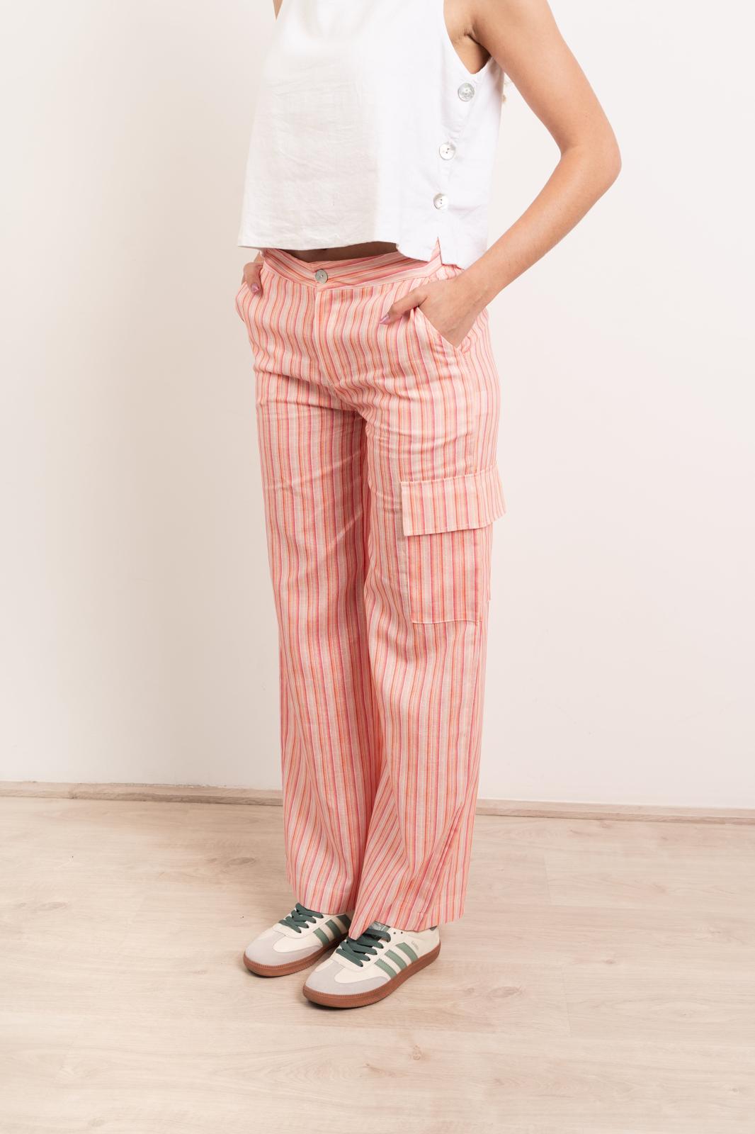 Pantaloni di lino rosa Thais