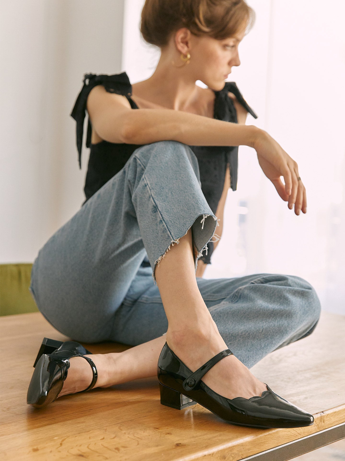 Black Patent Mary Jane Shoes with Small Heel and Pointed Toe | Carla Black