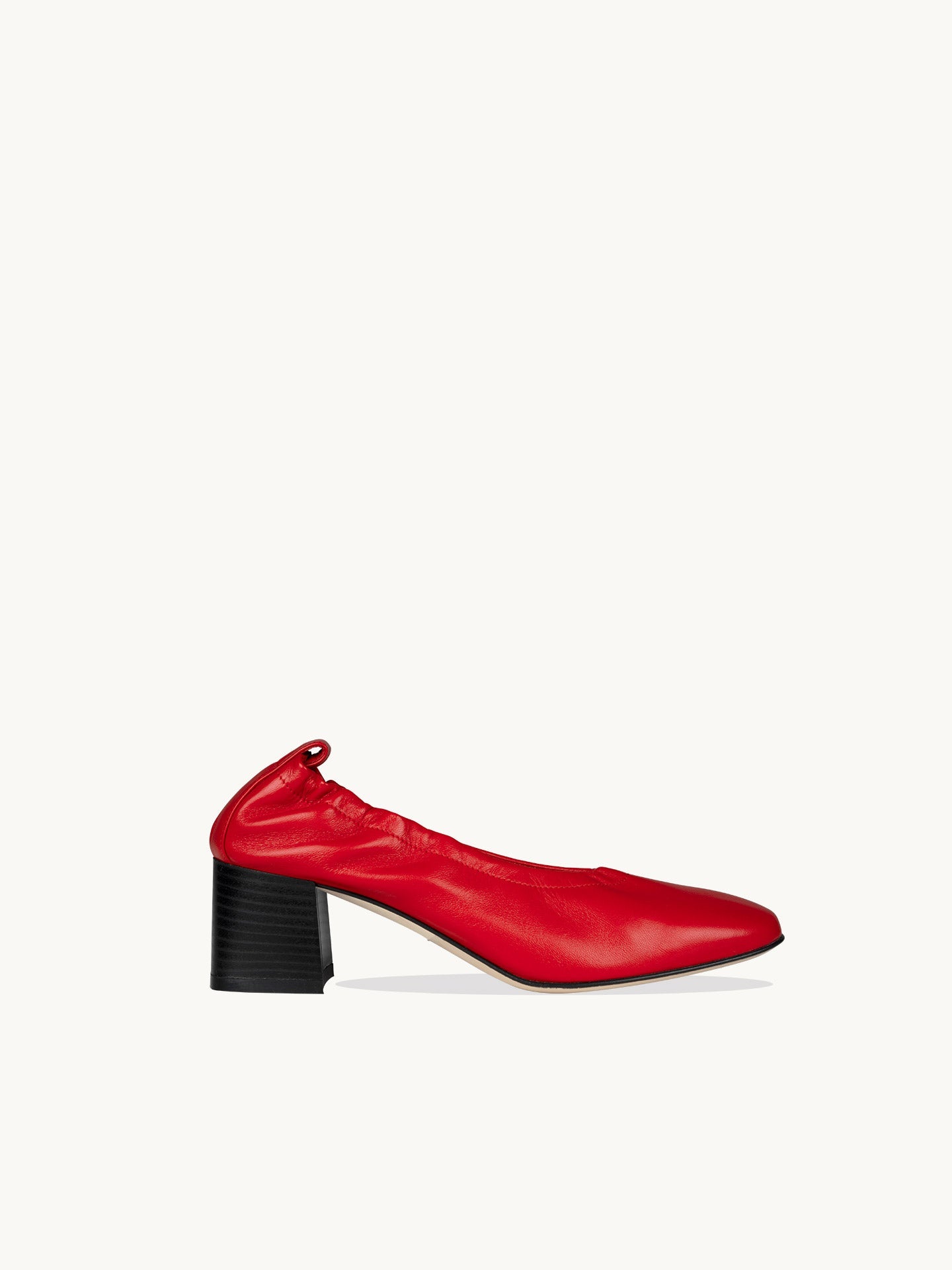 Ballet Pumps in Italian Leather with block heel | Perri Red