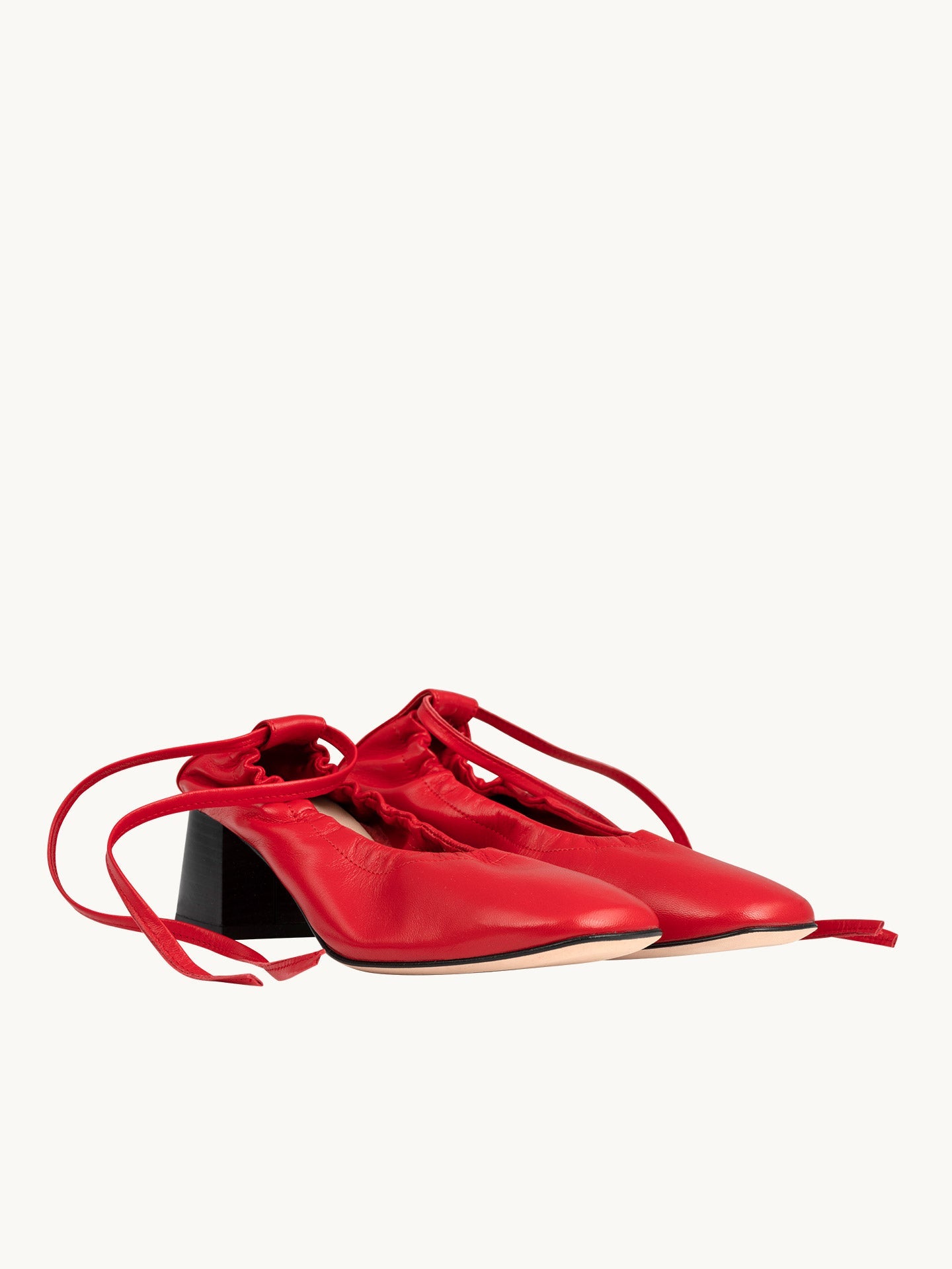 Ballet Pumps in Italian Leather with block heel | Perri Red