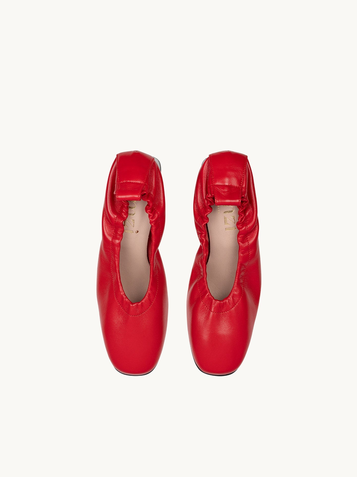 Ballet Pumps in Italian Leather with block heel | Perri Red