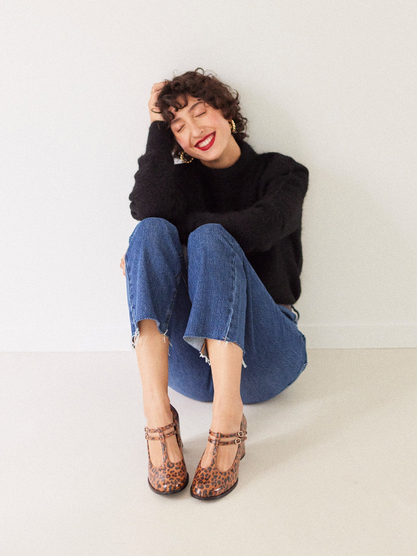 Leopard T-Bar Mary Jane Pumps in Leather with Block Heel and Double Strap  | Rey Leopard