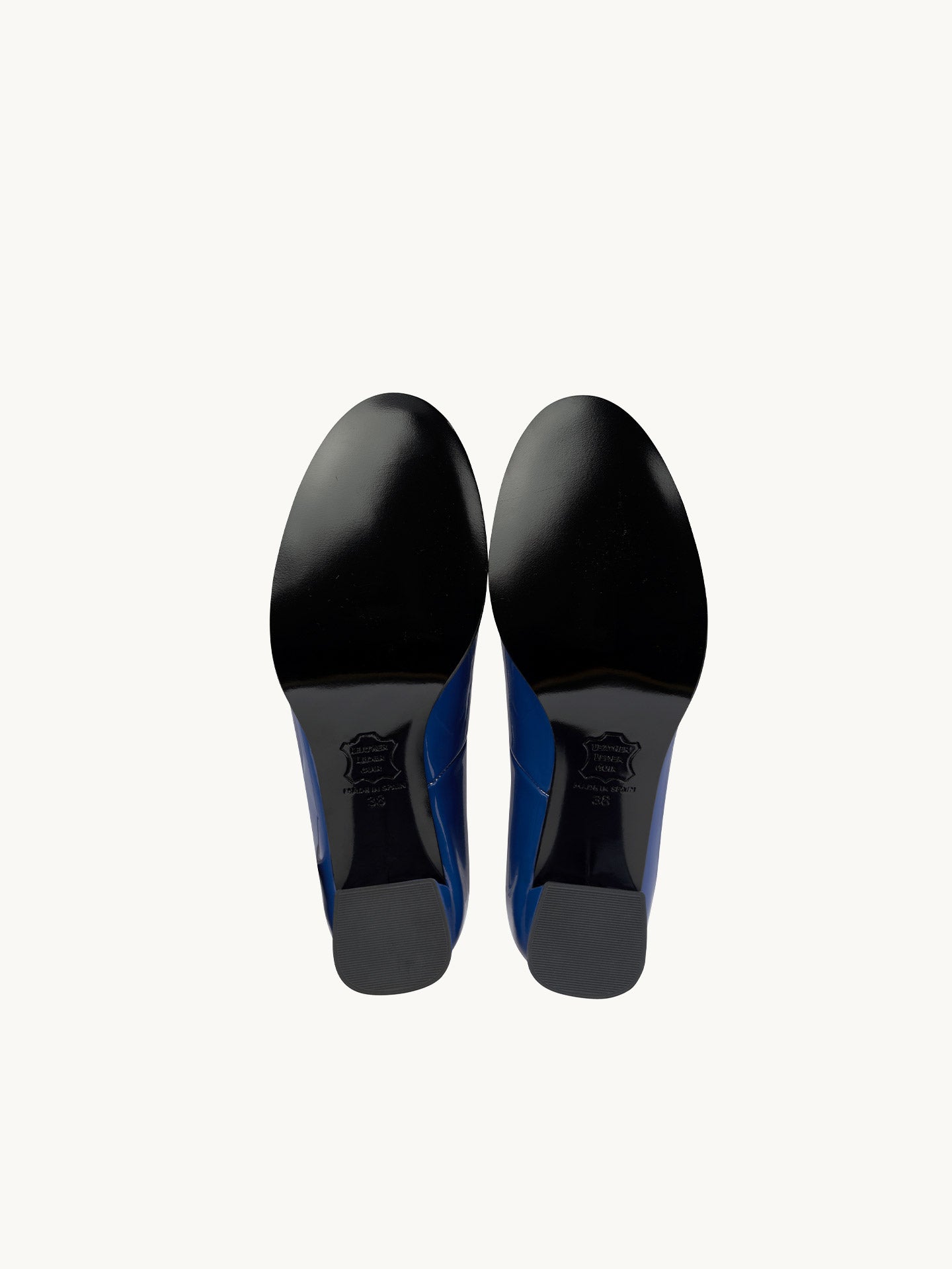 Blue T-Bar Mary Jane Pumps in Leather with Block Heel and Double Strap | Rey Royal Blue