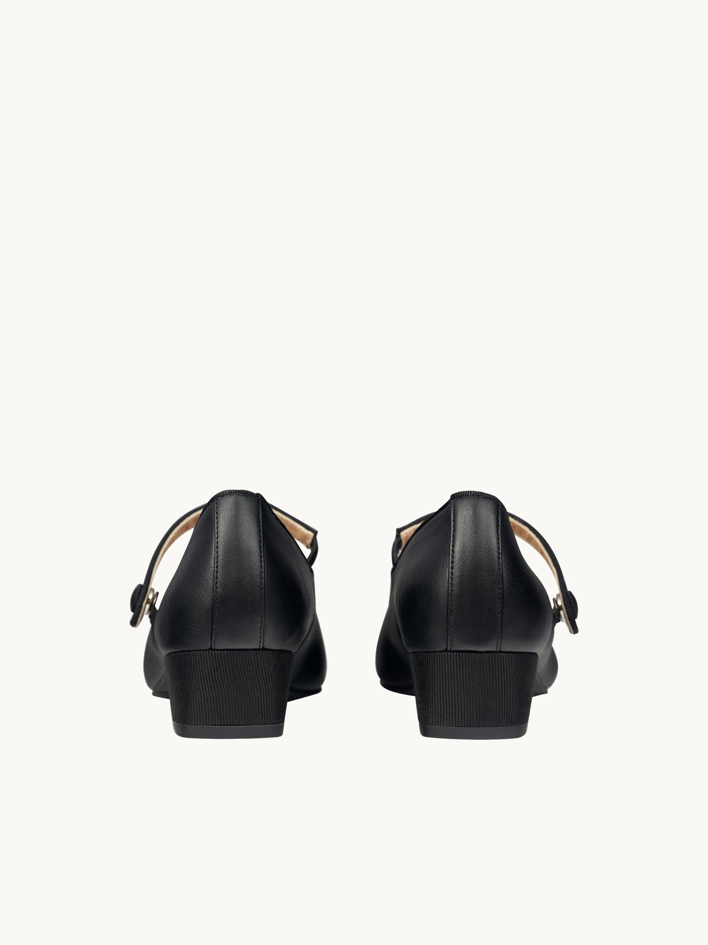Black Leather Ballerina Flats with Pointed Toe and Small Heel | Bambie Classic Black