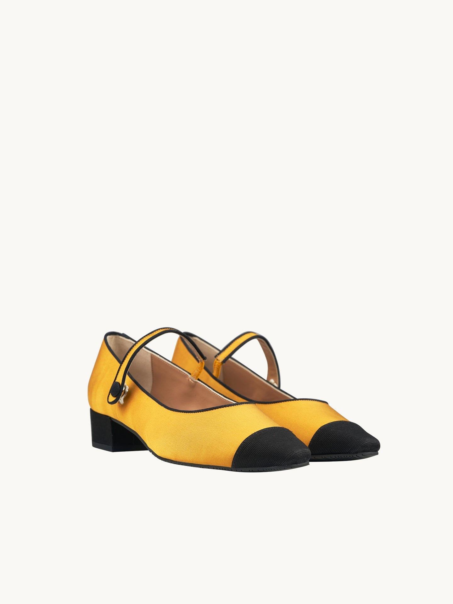 Yellow Ballerina Flats with Pointed Toe and Small Heel  | Bambie Satin Royal