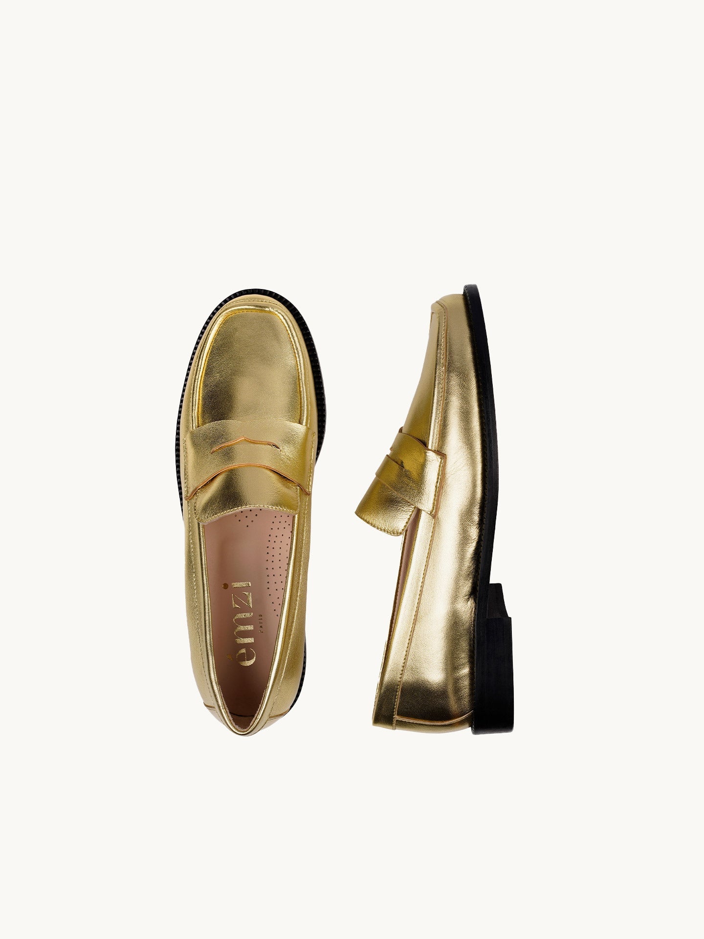 Gold Loafers in Soft Italian Leather with Light Sole | Lissa Gold
