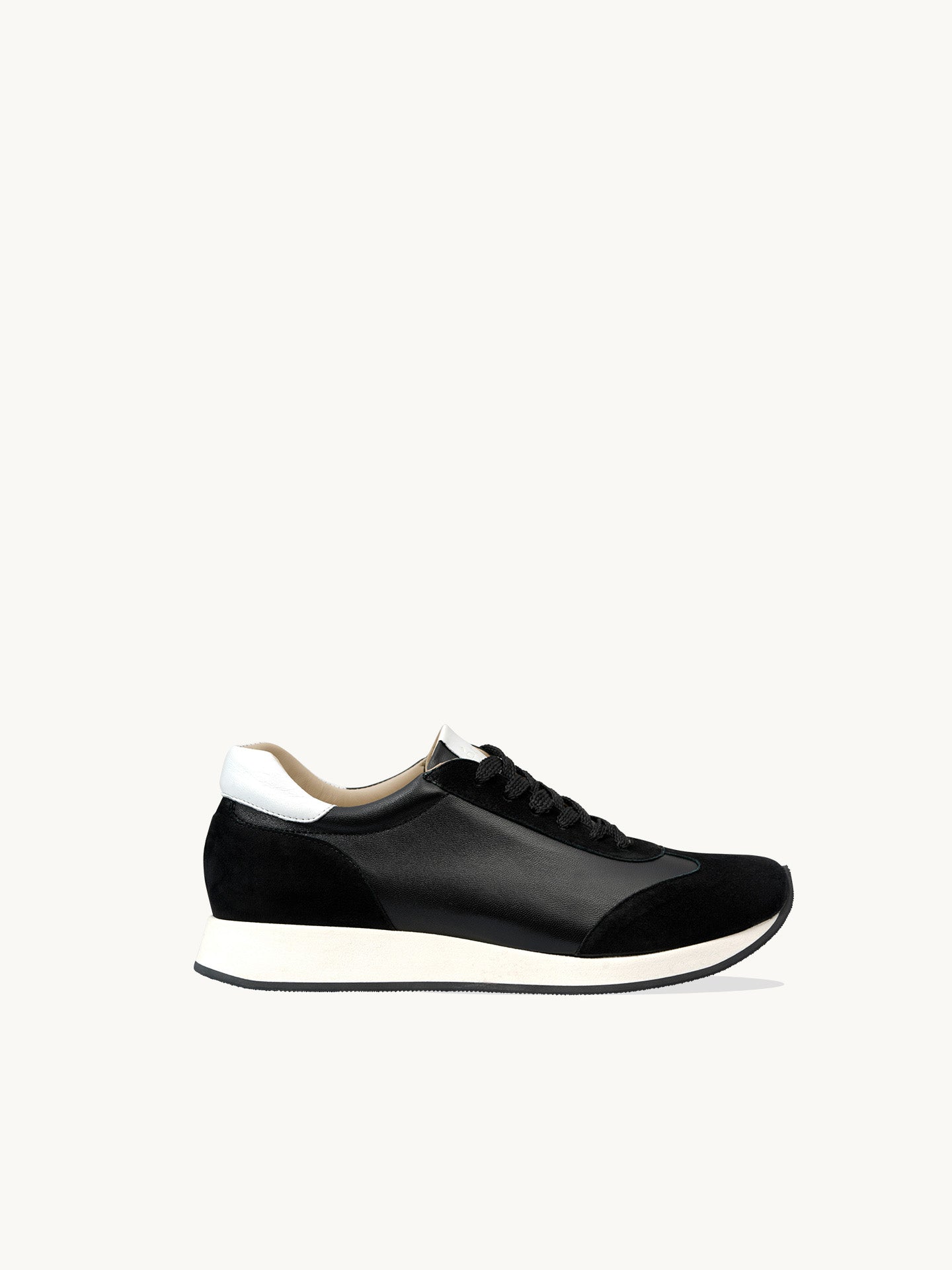 Black leather and suede wedge sneakers | Nao Black 