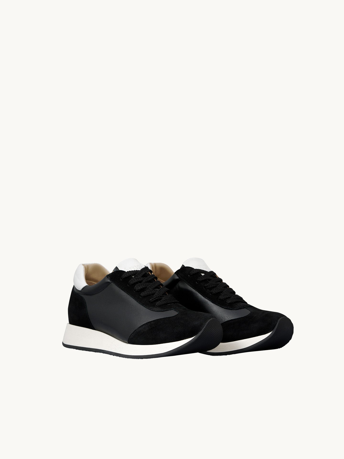 Black leather and suede wedge sneakers | Nao Black 