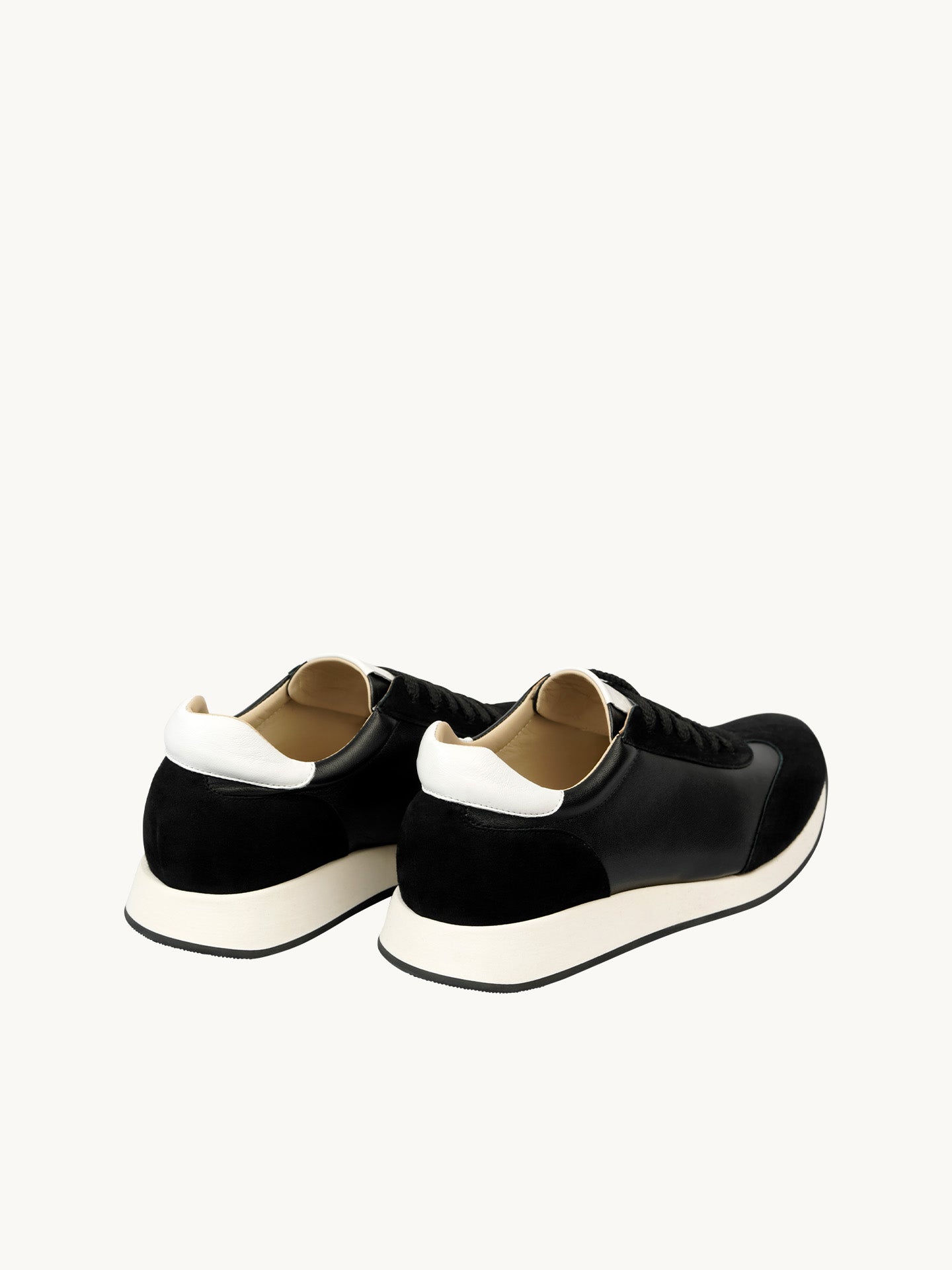 Black leather and suede wedge sneakers | Nao Black 