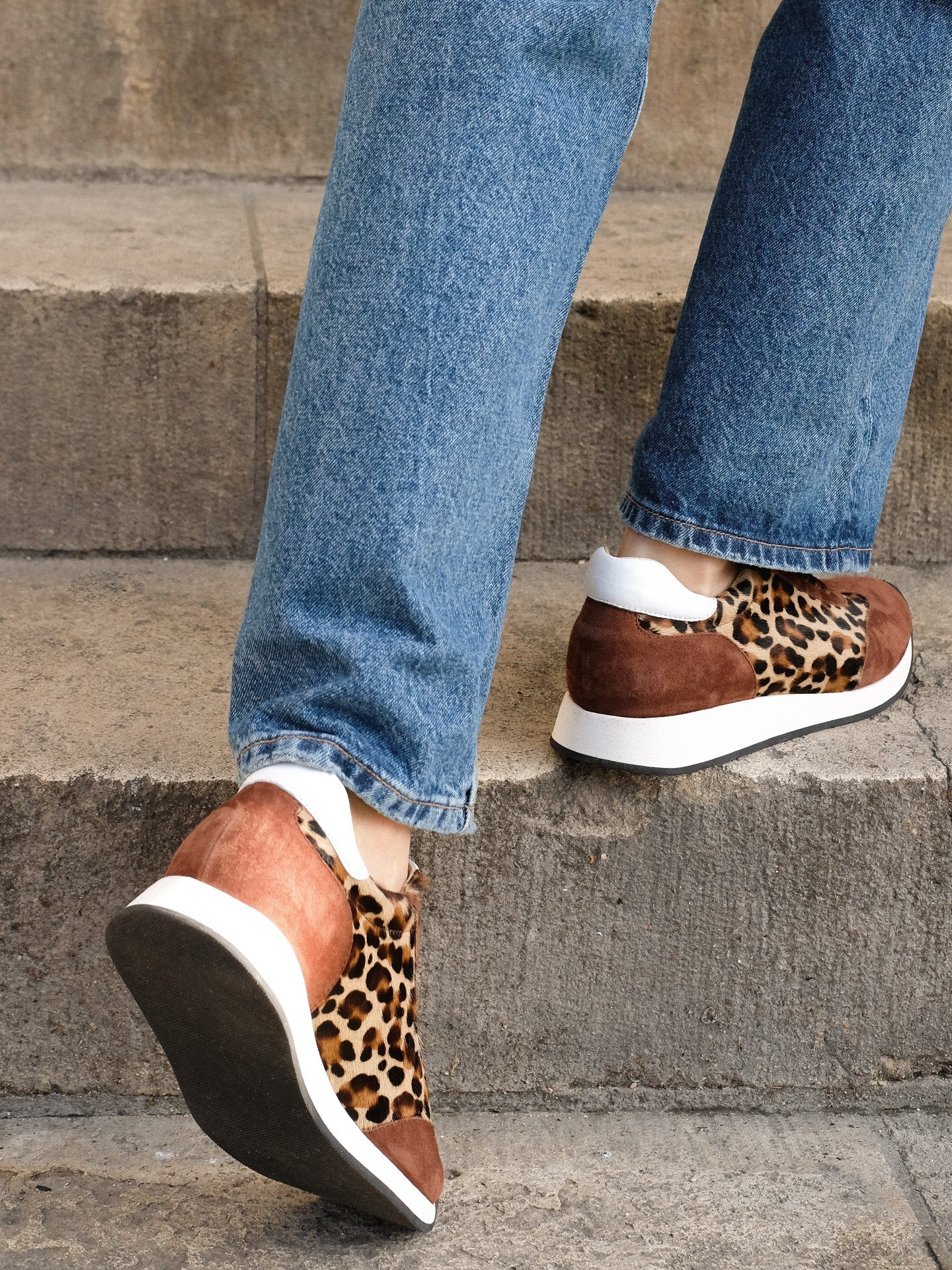 Camel and leopard wedge sneakers | Nao Leopard