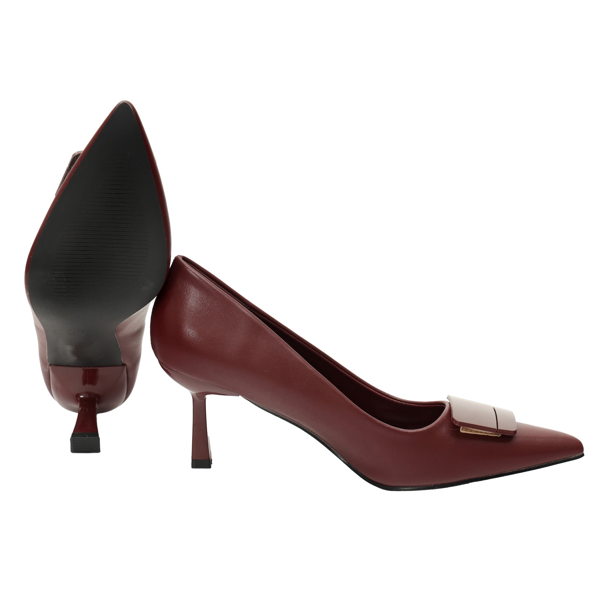 Decolletè in simil pelle con applicazione Bordeaux