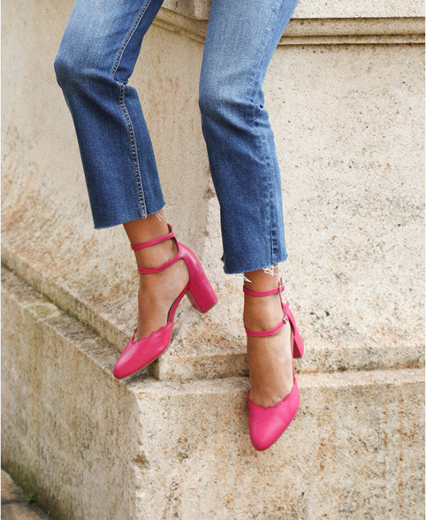Fuschia Pink Mary Jane Shoes with Heel | Flavie Rimmel