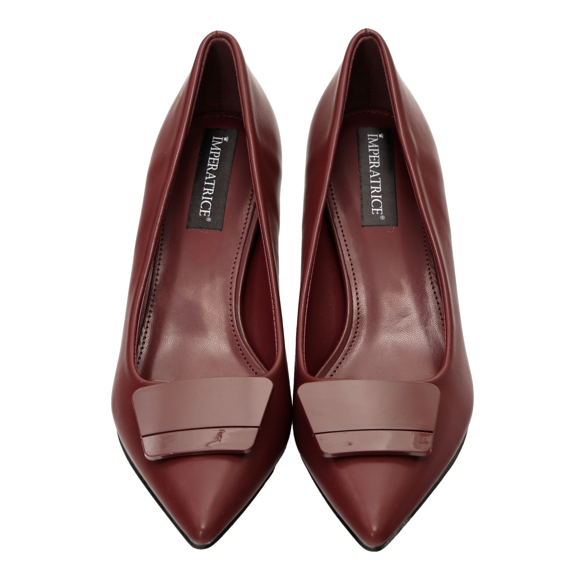 Decolletè in simil pelle con applicazione Bordeaux