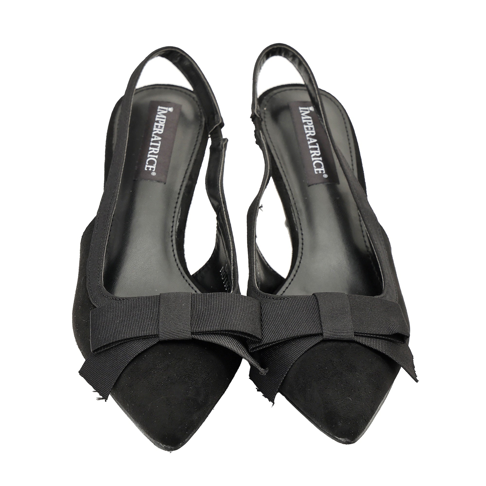 Decolletè in simil-pelle scamosciata con fiocco gross-grain Nero