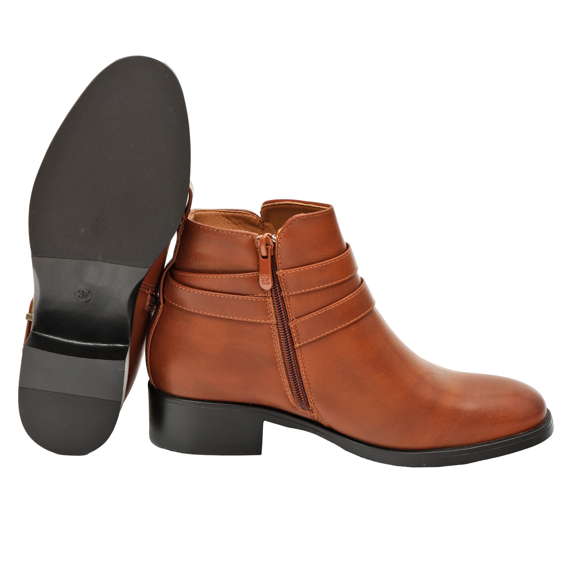 Stivaletto in simil pelle con fibbia Cammello