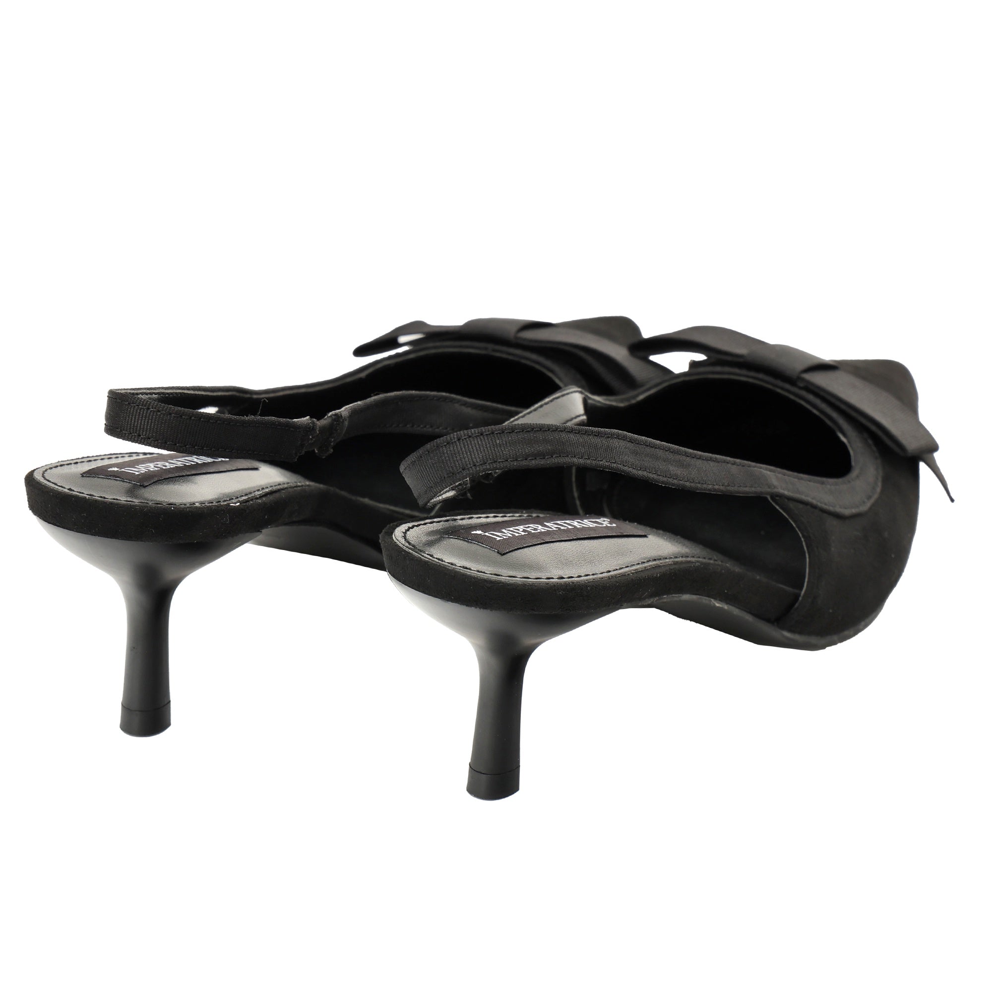 Decolletè in simil-pelle scamosciata con fiocco gross-grain Nero