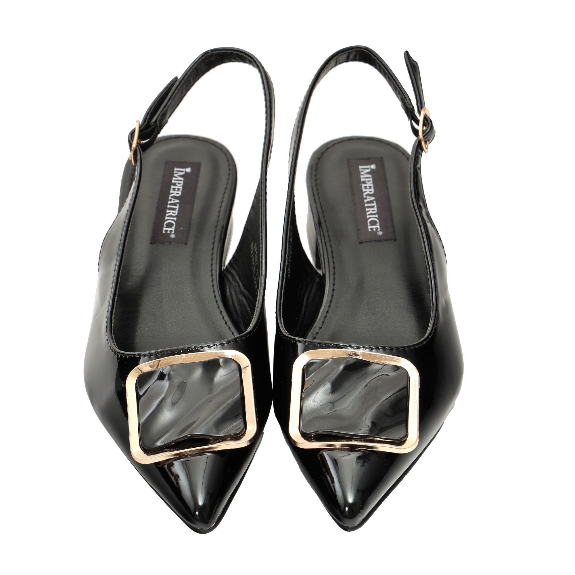 Ballerine in simil pelle verniciata con applicazione Nero