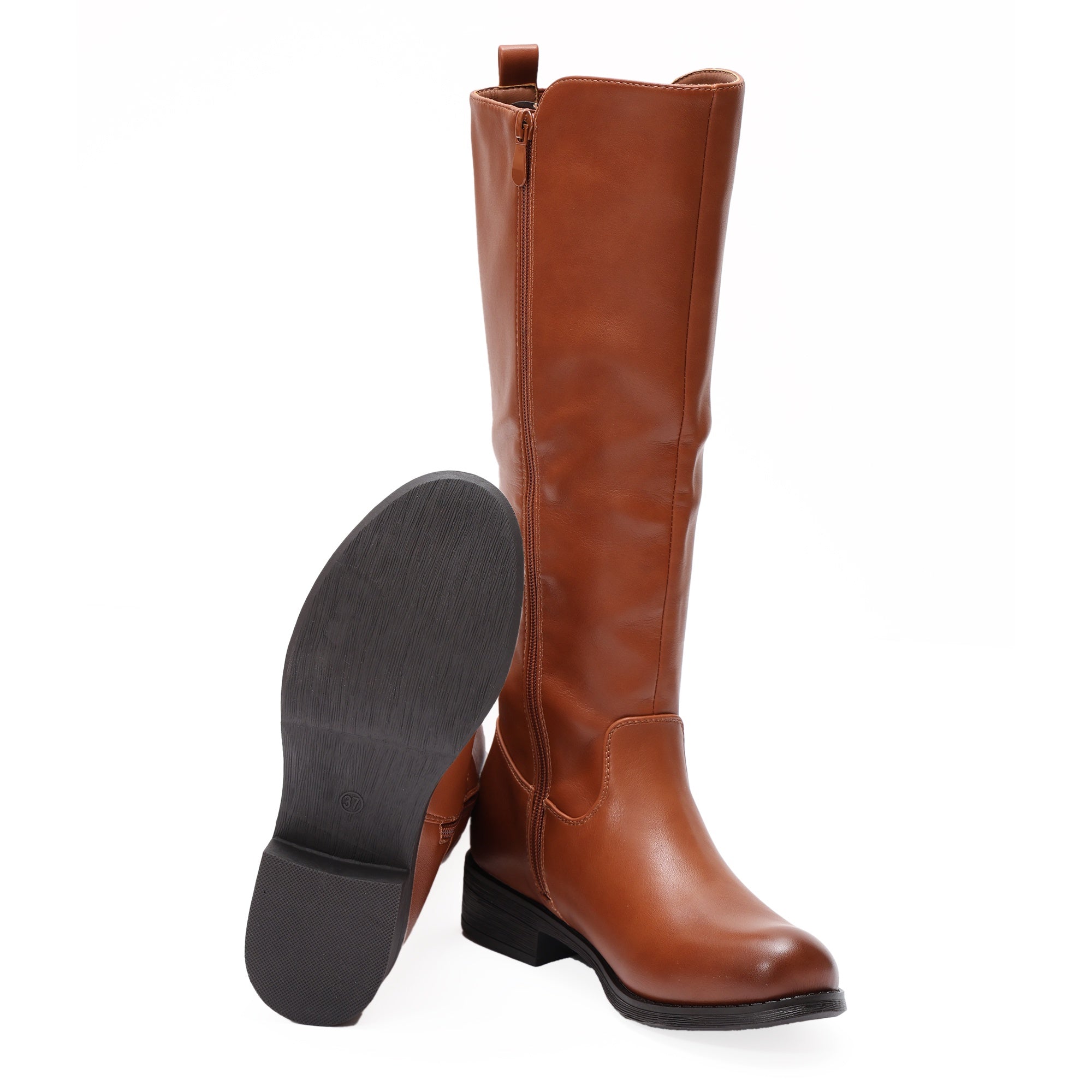 Stivale in simil pelle con elastico laterale Cammello