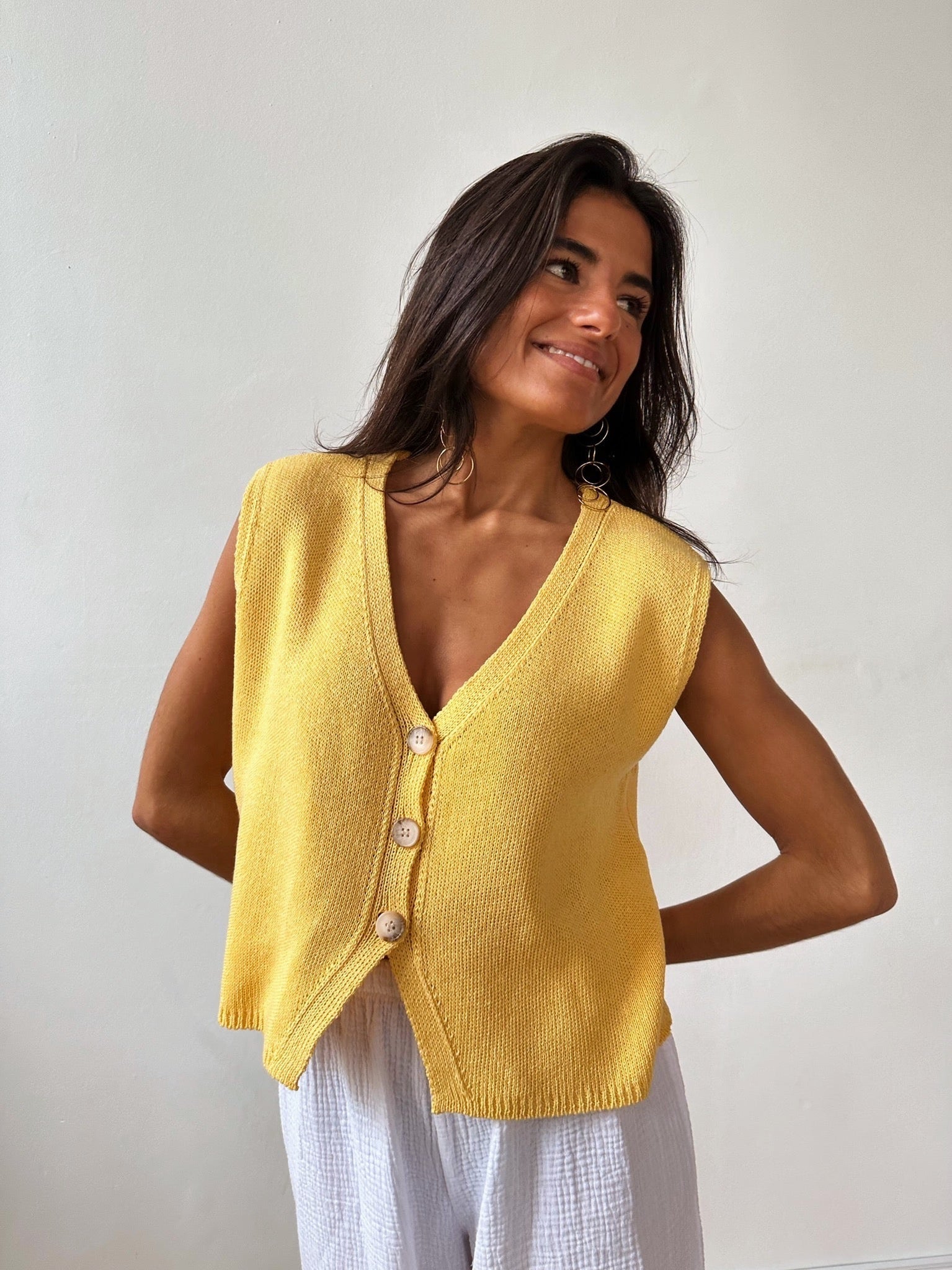 Gilet in cotone giallo Rous