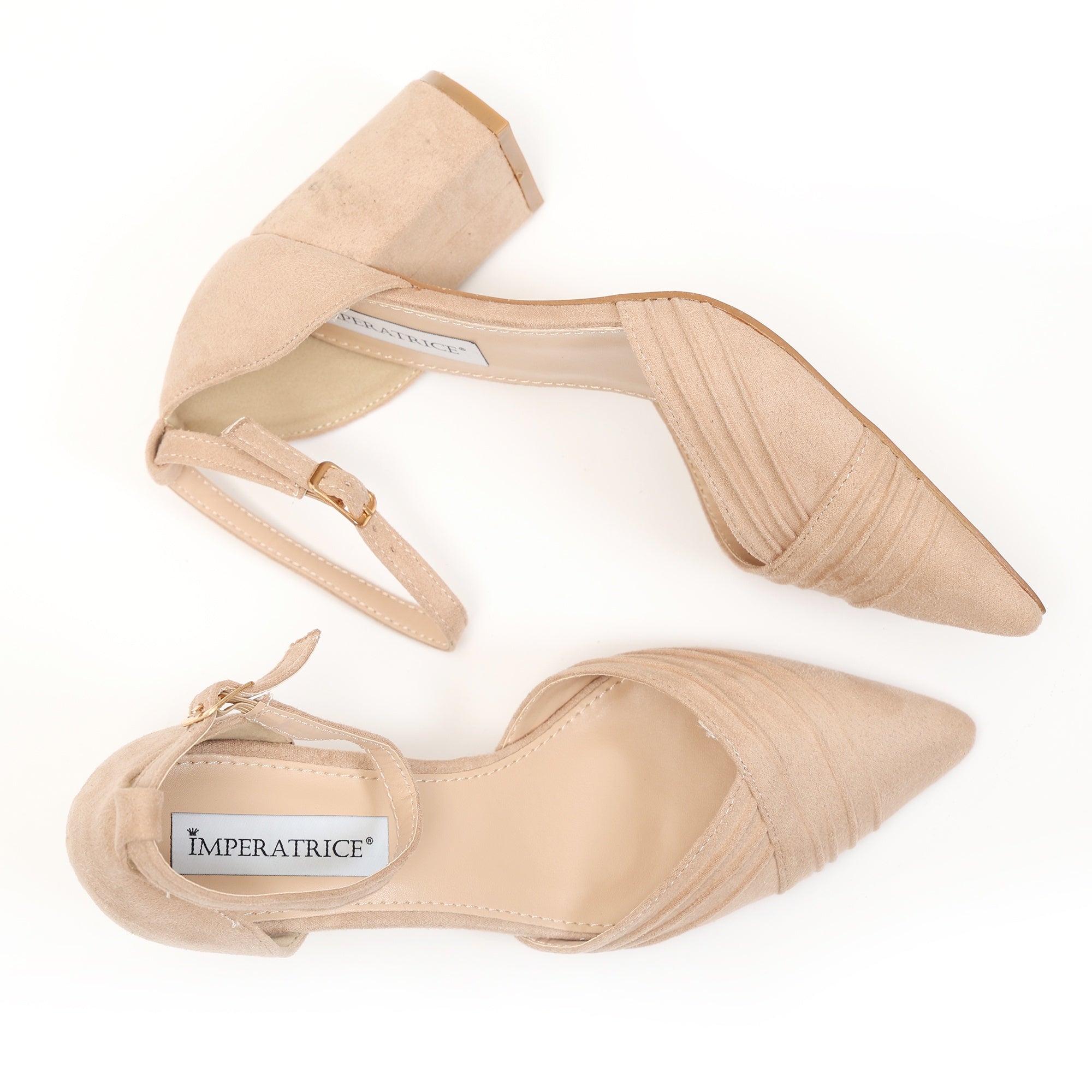 Sandali in simil pelle con tacco comodo quadrato Beige